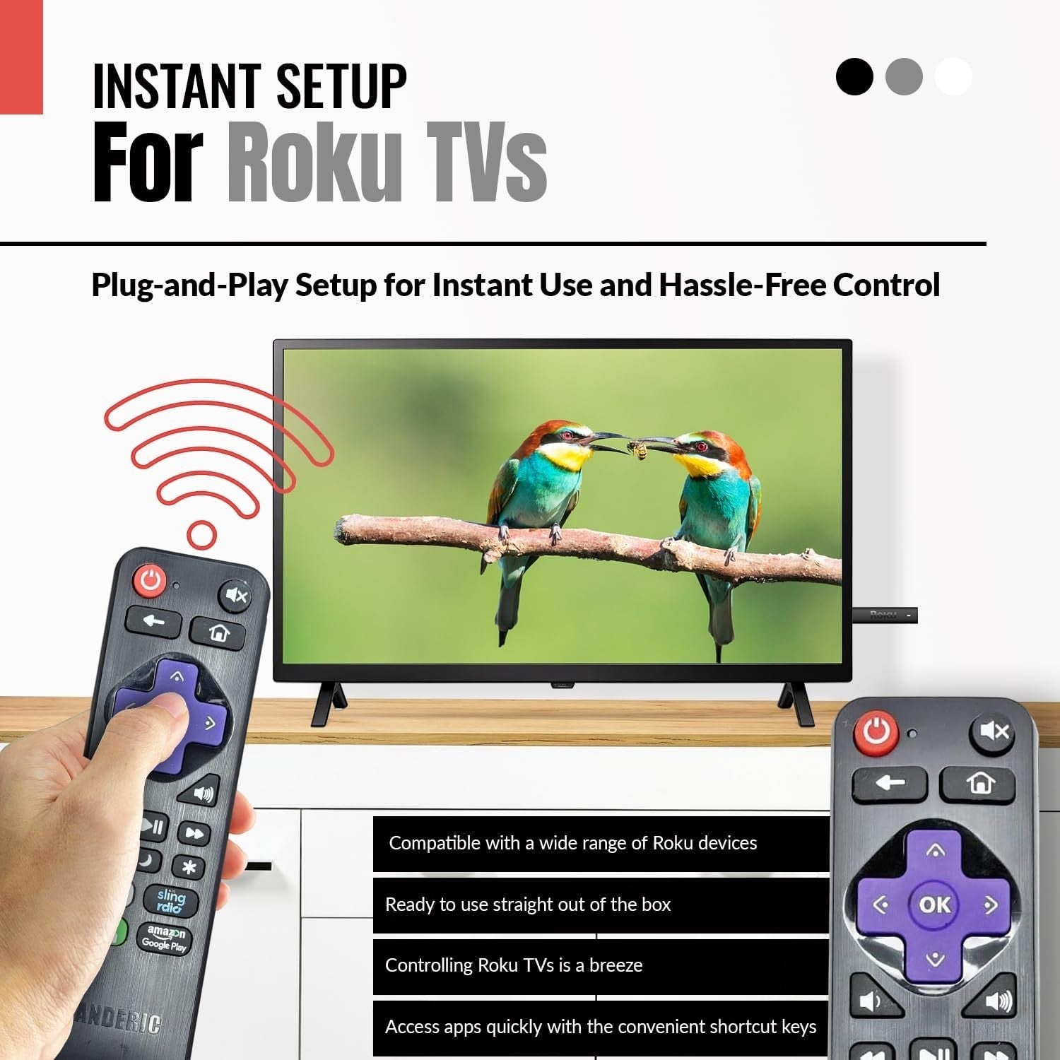 Anderic Substitute for Sharp LC-RCRCA-20 Roku TV Remote Control 398GR10BESPN005 [RRLC16]