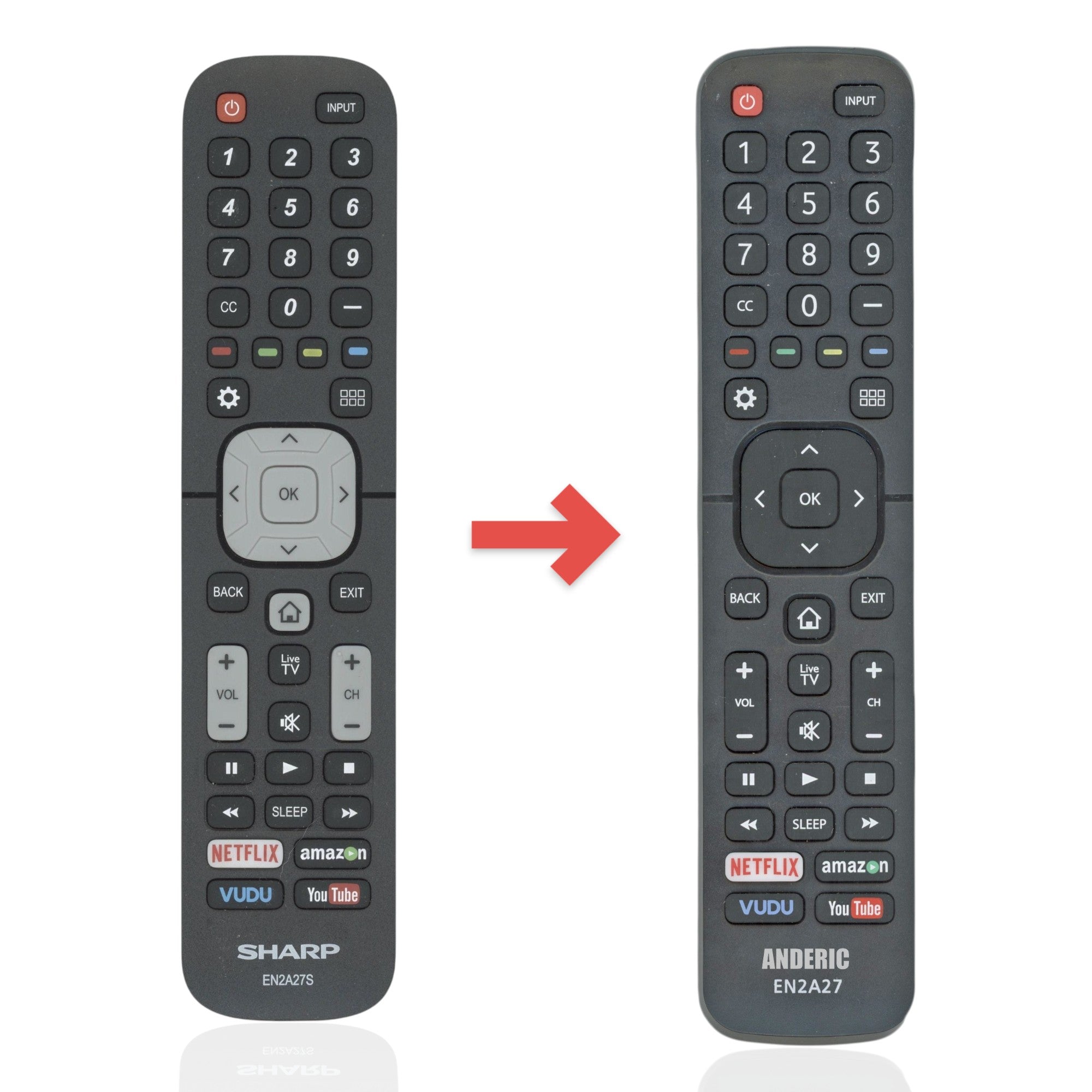 Anderic Substitute for Sharp EN2A27S Smart TV Remote Control [EN2A27]