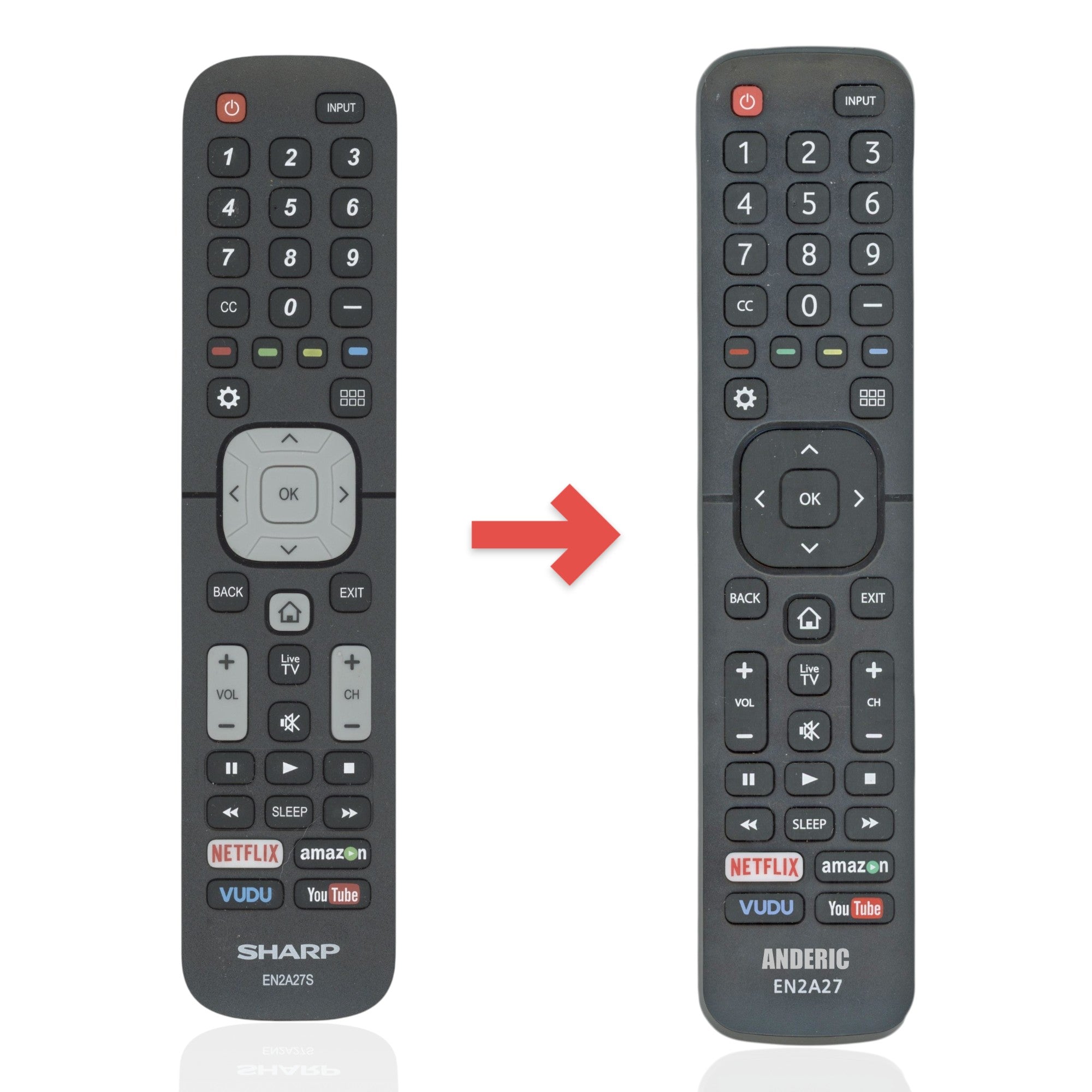 Anderic Substitute for Sharp EN2A27S Smart TV Remote Control [EN2A27]