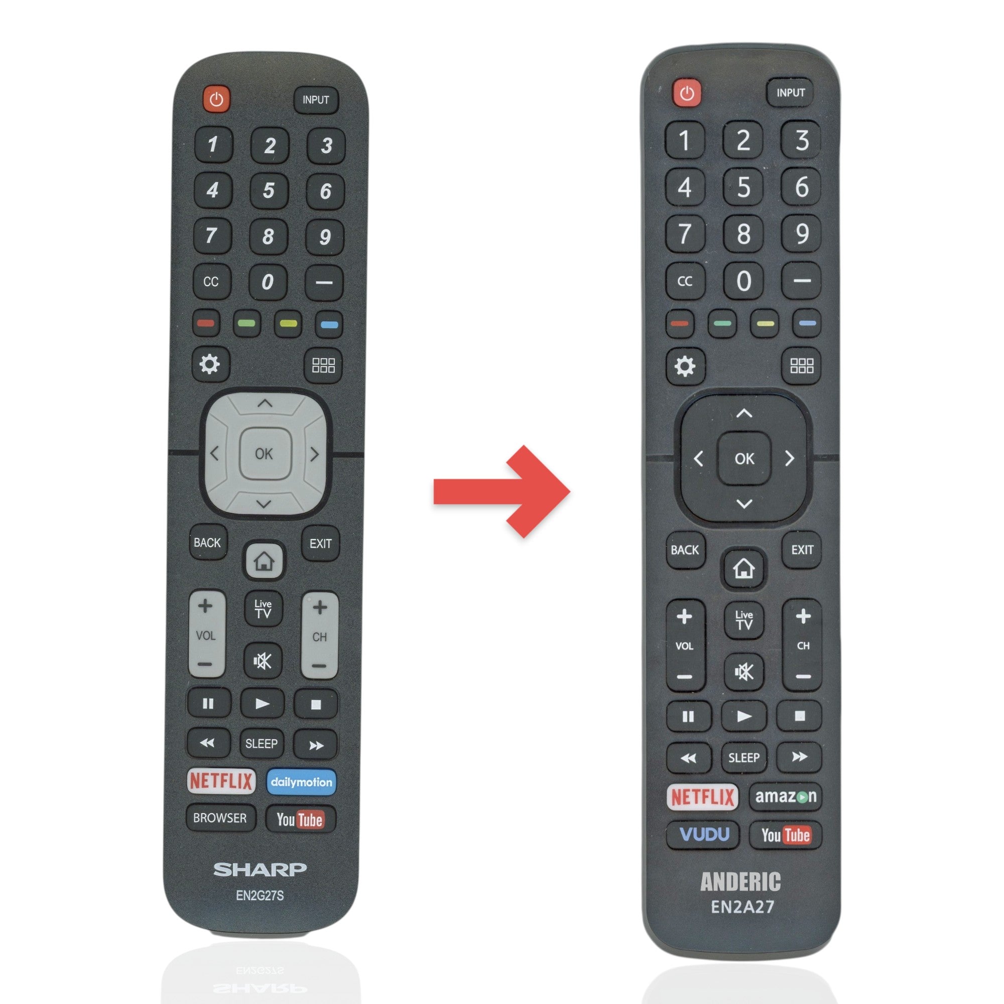 Anderic Substitute for Sharp EN2G27S Smart TV Remote Control [EN2A27]