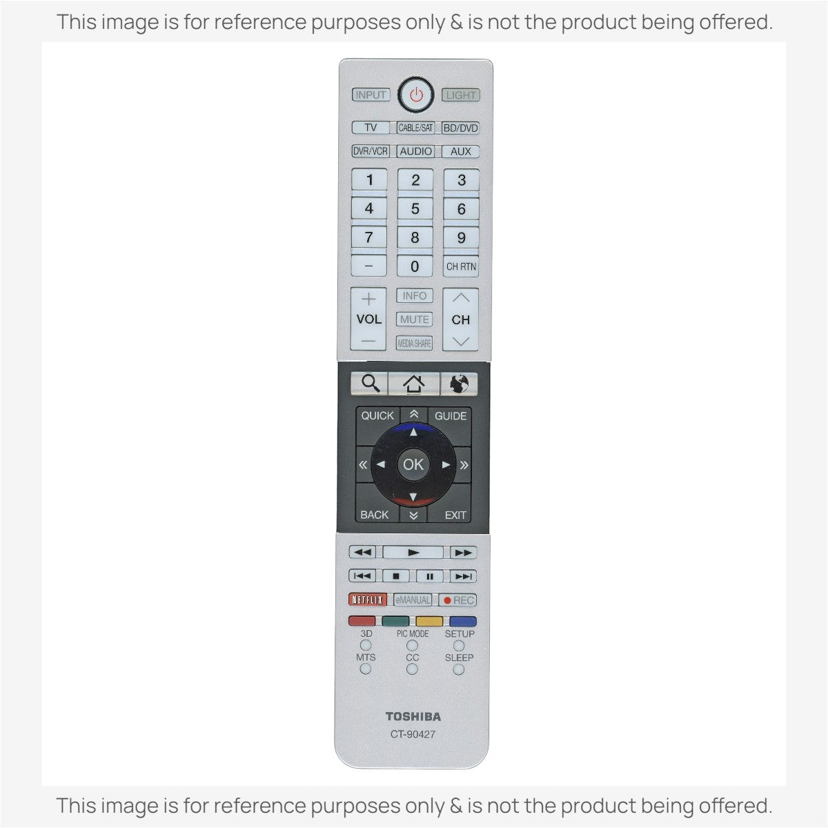 Anderic Substitute for Toshiba CT90427 TV Remote Control [RR90395]