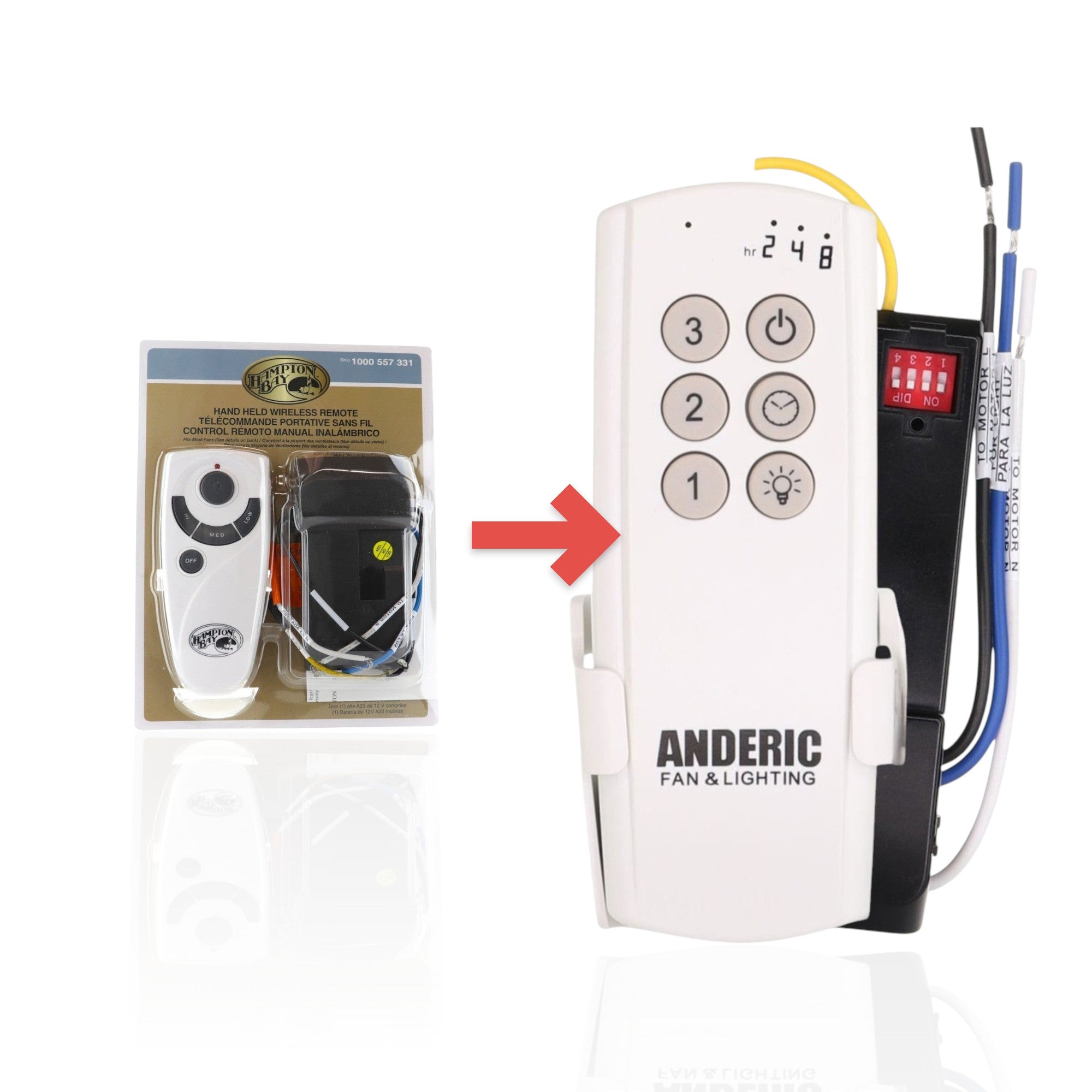 Substitute for Hampton Bay Universal 3-speed Ceiling Fan Remote Control Kit 70830 [63T-AC83T-KIT]