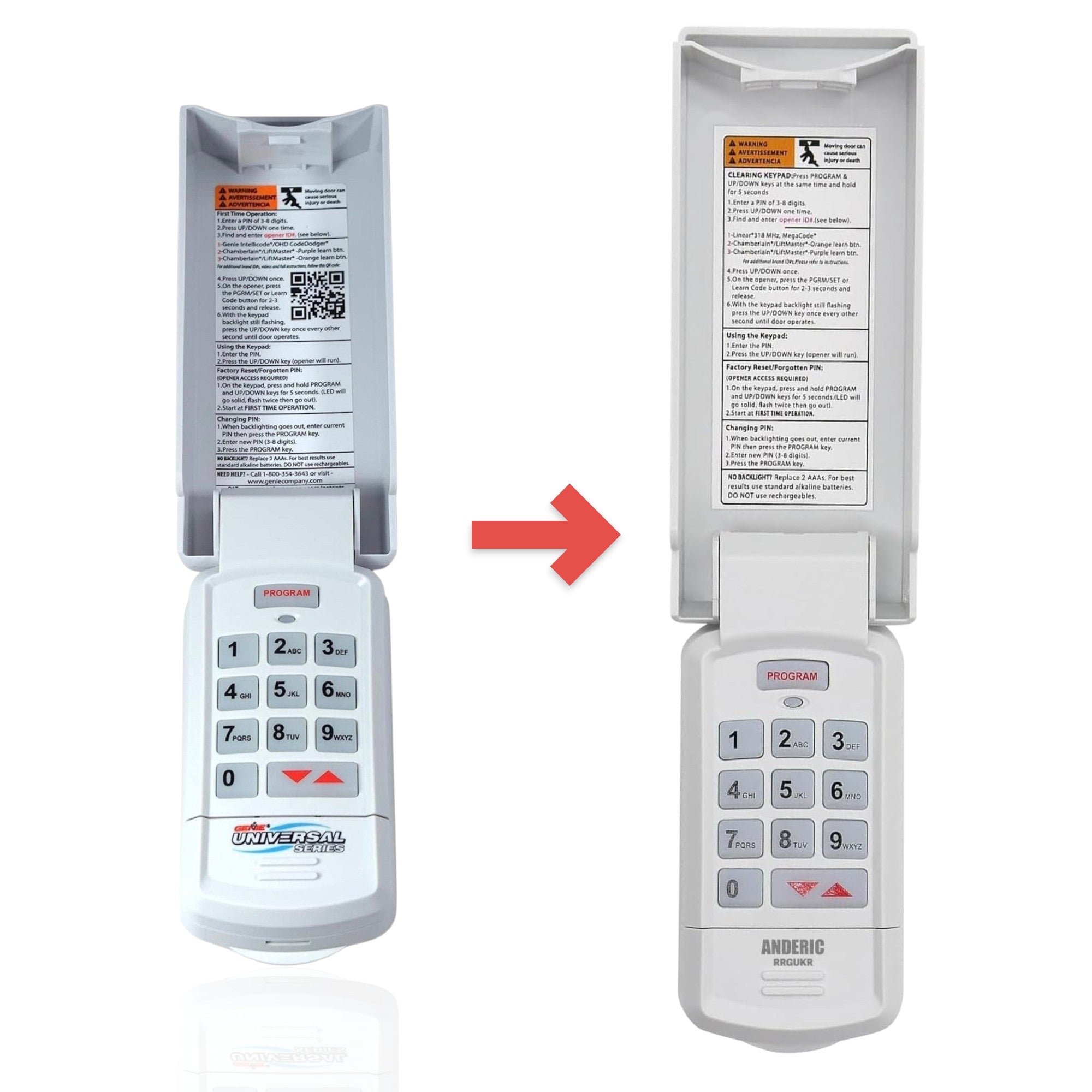 Anderic Substitute for Genie GUK-R Universal Keypad Compatible with LiftMaster Chamberlain Genie Craftsman and More Garage Door Opener Remote Control [GUK-R]
