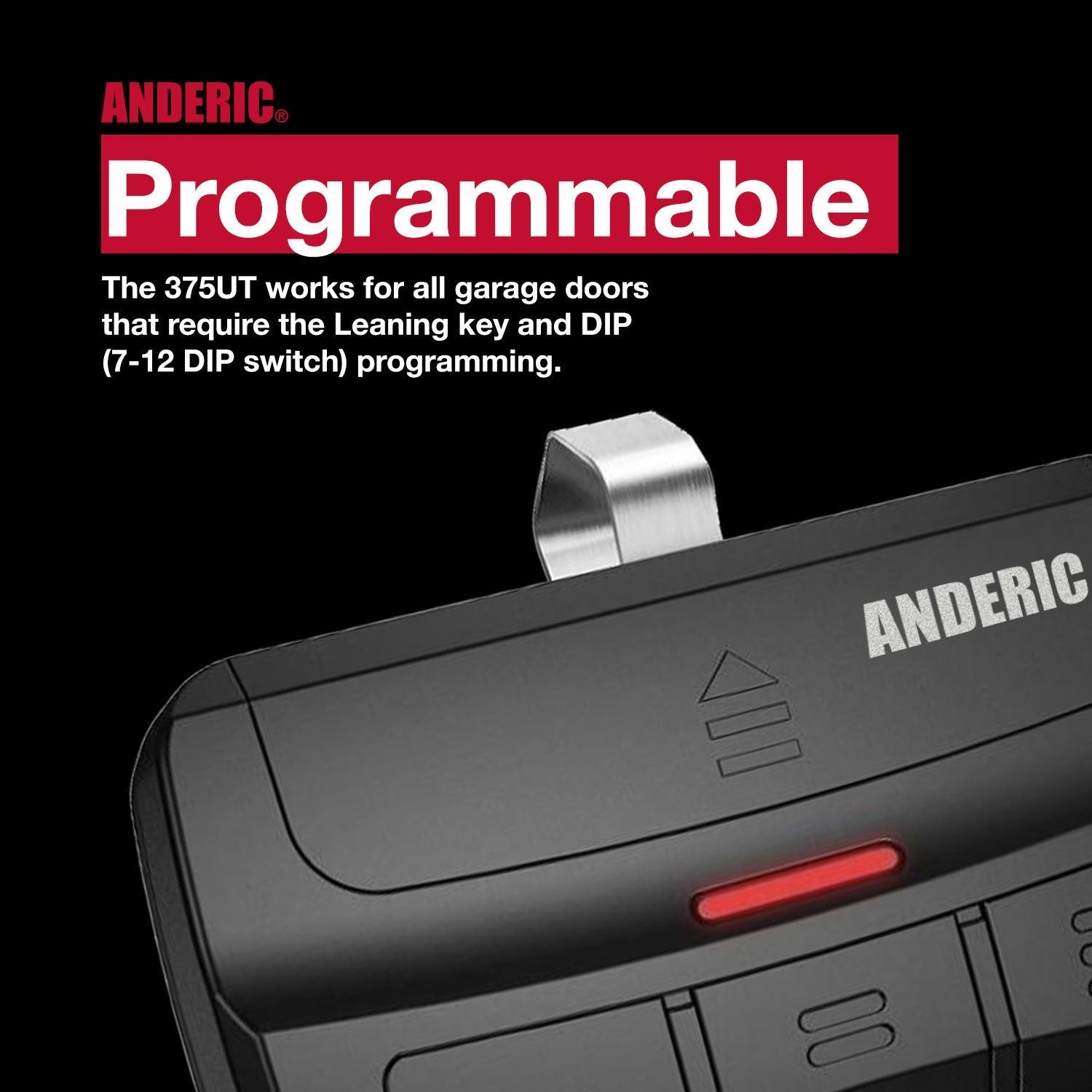 Anderic Substitute for LiftMaster 61LM / 61LMC 1-Button Visor 390 MHz Garage Door Opener Remote Control [375UT-3button]