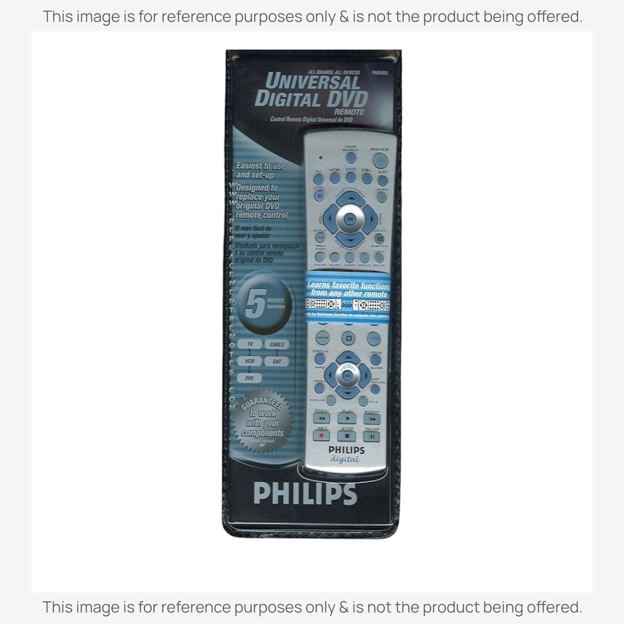 Anderic Substitute for Philips PHDVD5 5-Device Universal Remote Control [RRU401]