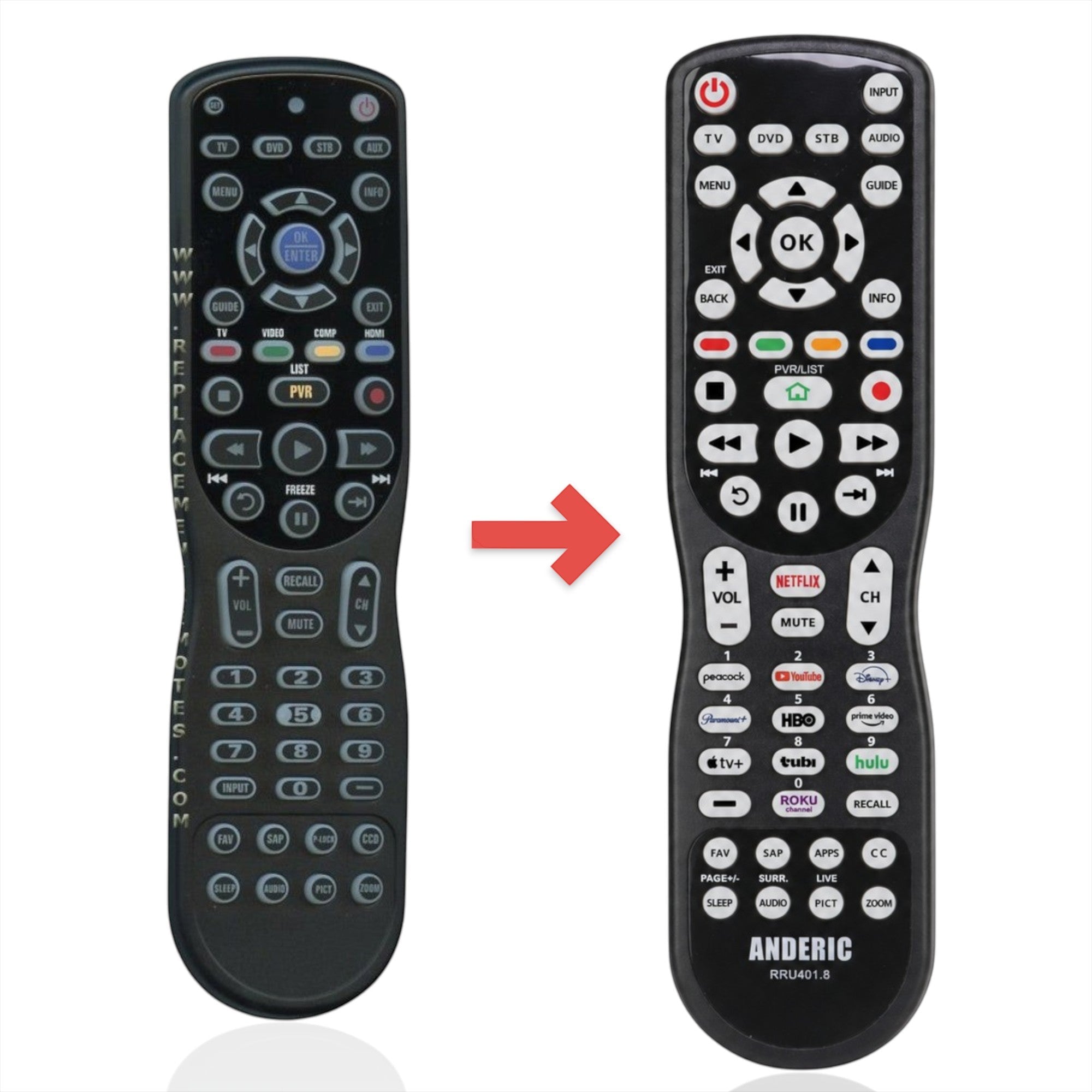 Anderic Substitute for Insignia 67100BA1008R TV Remote Control [RRU401-2771]