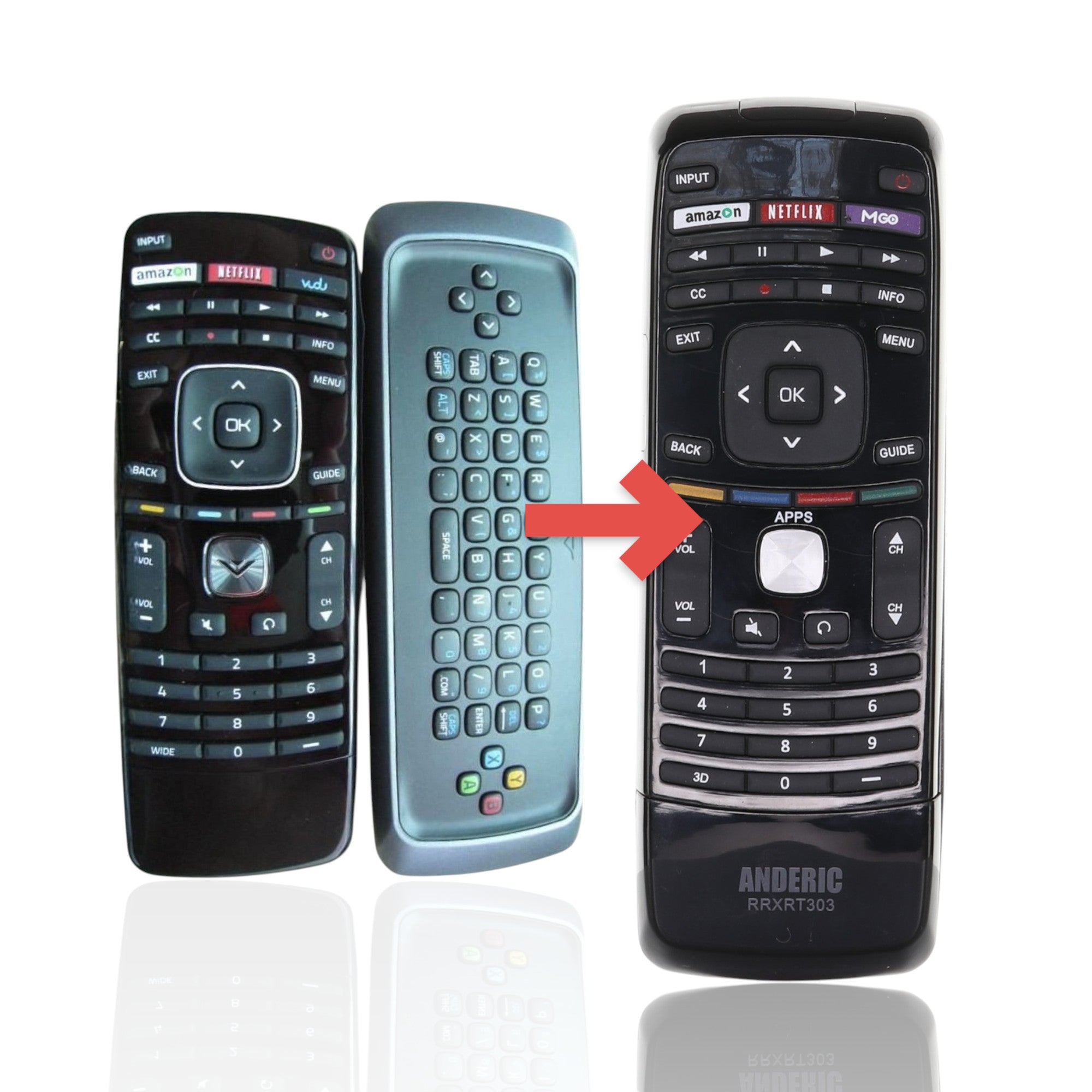 Anderic Substitute For Vizio XRT300 XRV1TV TV Remote Control - 0980-0306-0911 [RRXRT303]