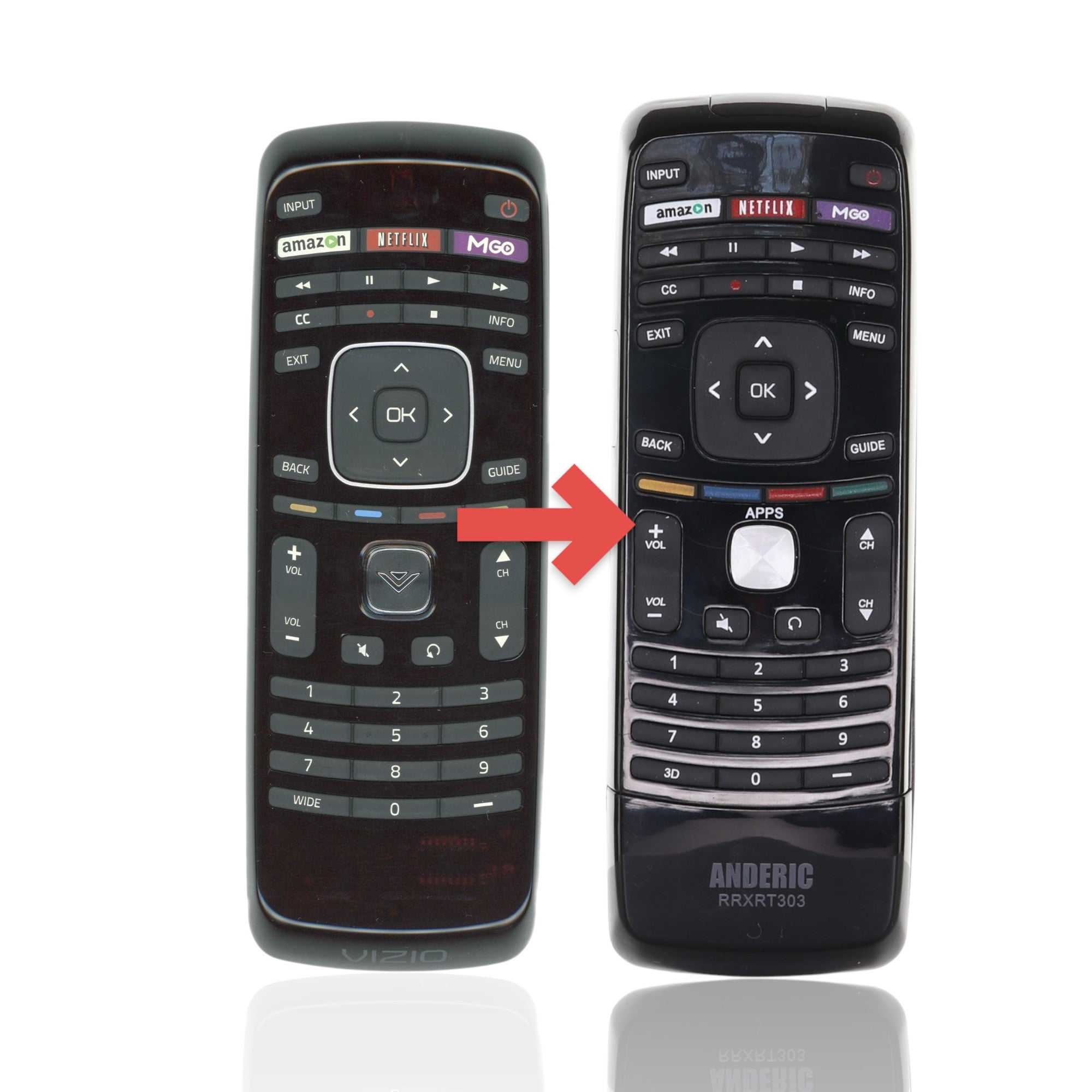 Anderic Substitute For Vizio XRT112 TV Remote Control | IR | Amazon | Netflix | Mgo - 098003061010 [RRXRT303]