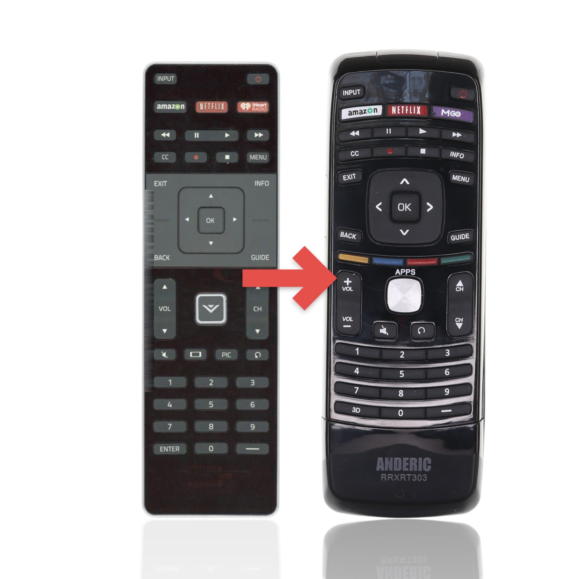 Anderic Substitute For Vizio XRT500 with QWERTY Keyboard TV Remote Control - 600155600886G [RRXRT303]