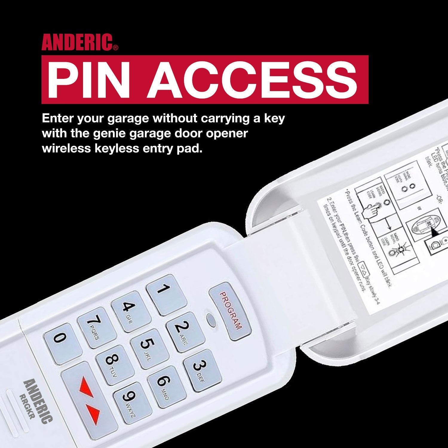 Anderic Substitute for Genie GK-R Intellicode Keypad Garage Door Opener Remote Control [GK-R]