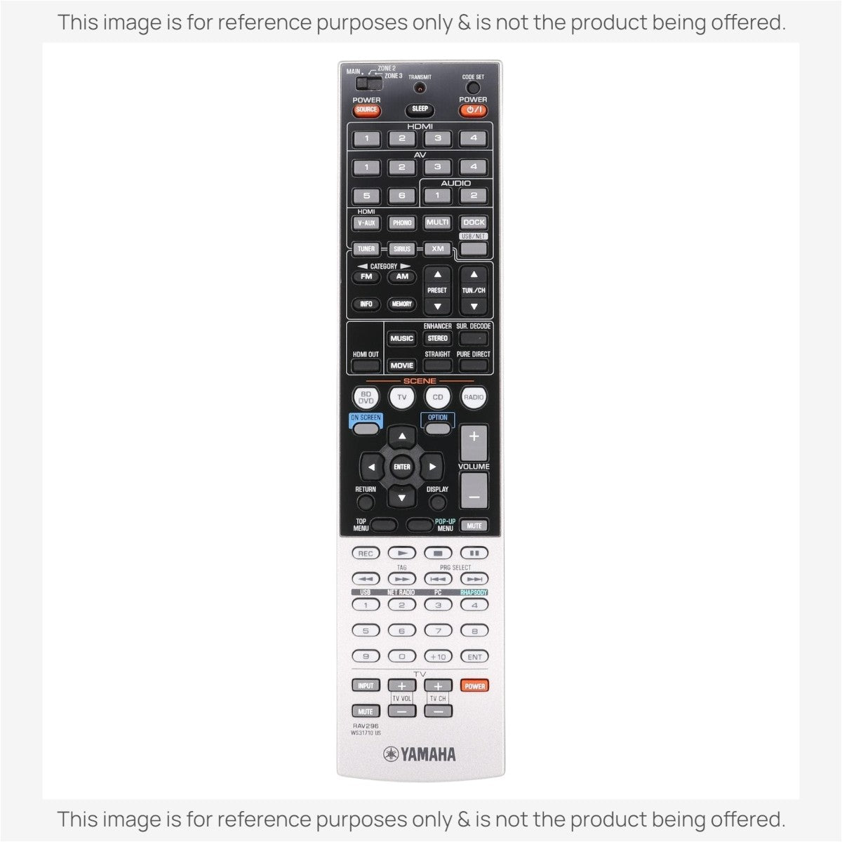 Anderic Substitute For Yamaha RAV296 A/V Receiver Remote Control | RXV2065 - WS317100 [RRAV498]