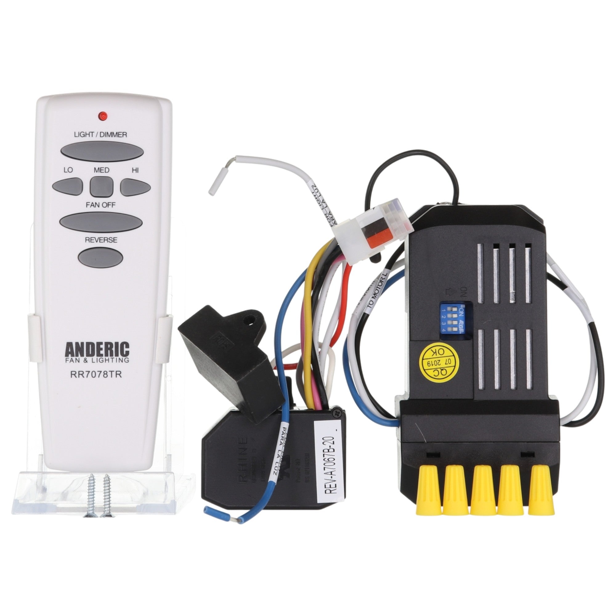 Anderic Substitute for Hampton Bay G9P2BTAUC7052T Ceiling Fan Remote Control - UC7052T [FAN28RREVKIT]