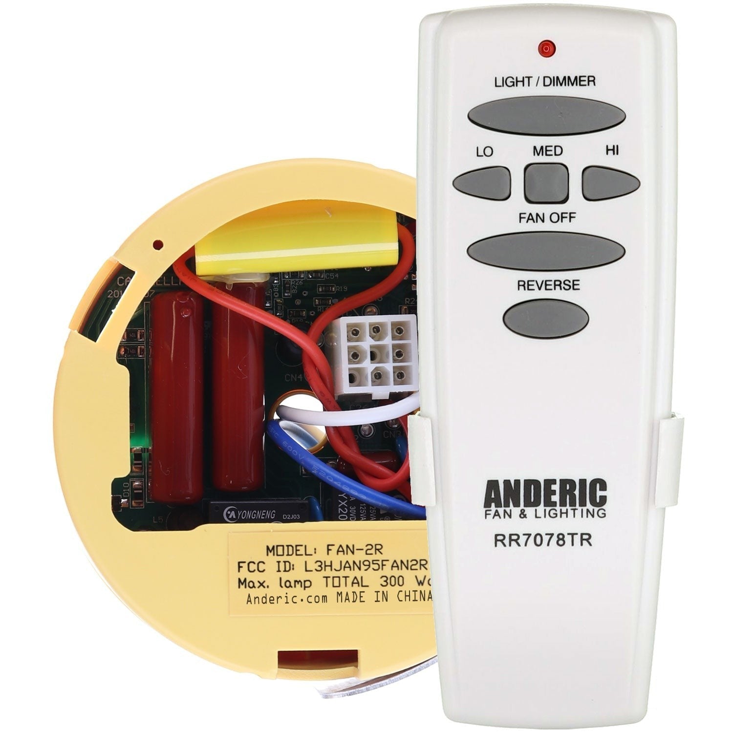 Anderic Substitute for Hunter UC7848T/UC7042T IN2TX01 Ceiling Fan Remote Control [FAN2R-RR7078TR-KIT]