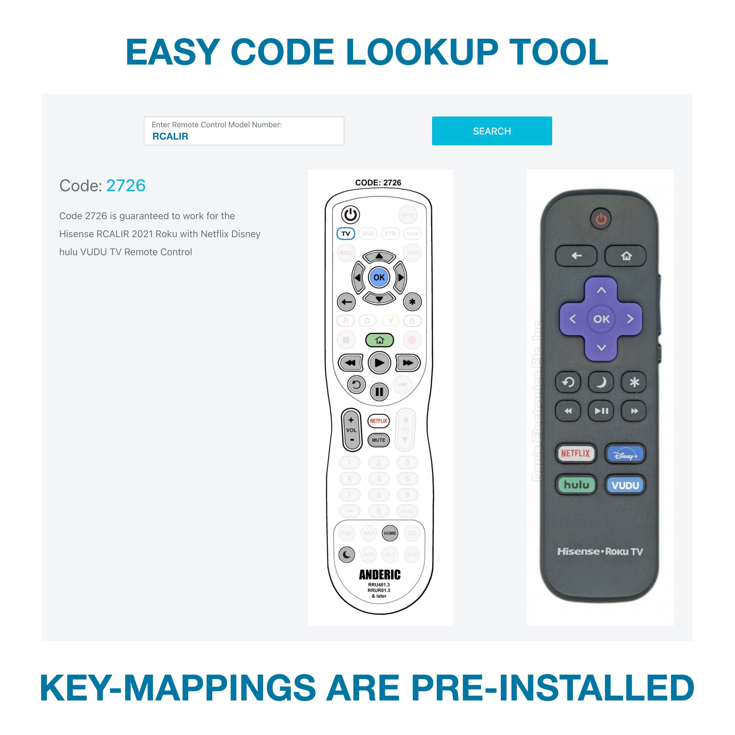 Anderic RRU401.7 4-Device Universal Remote Control with Backlight, Macro and Learning for TV, Cable, Streaming, DVD and more