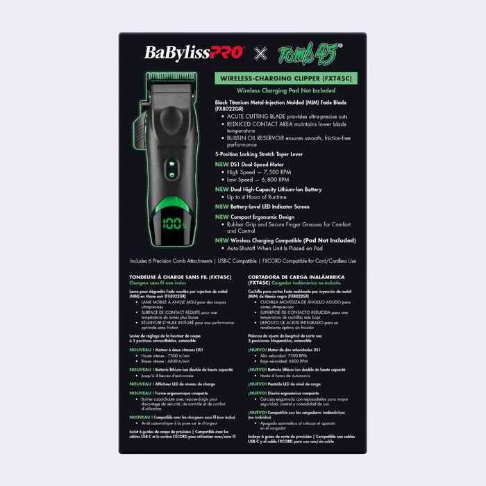 BaBylissPRO® x Tomb45® Wireless-Charging Clipper