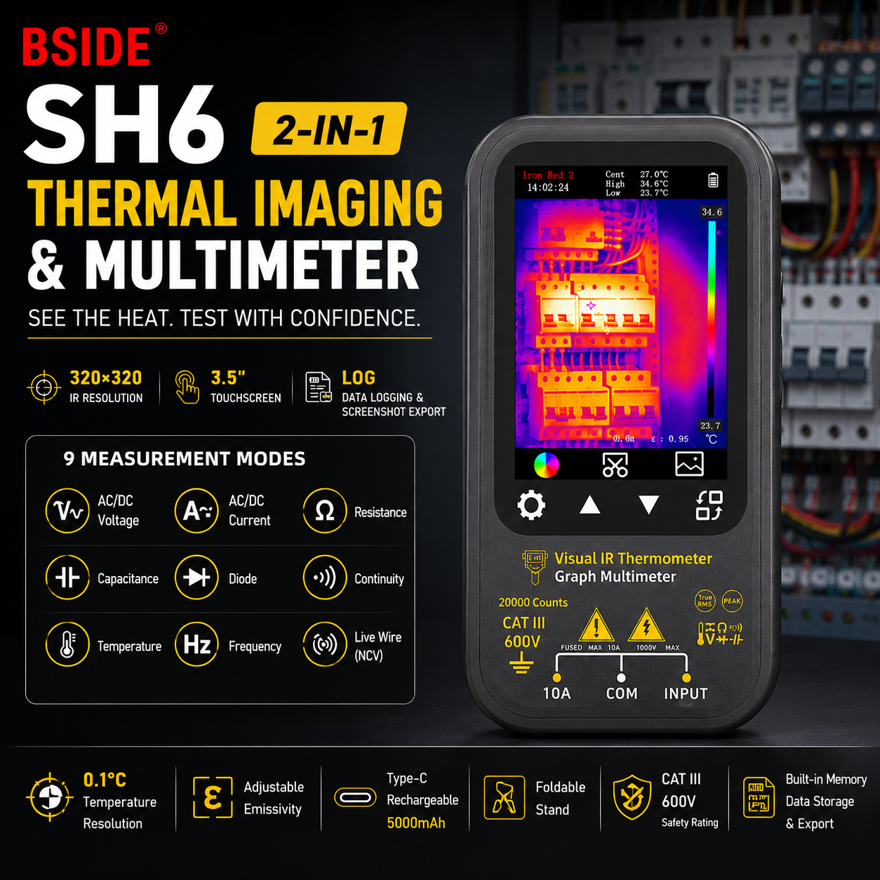 BSIDE SH6 Thermal Imager Digital Multimeter