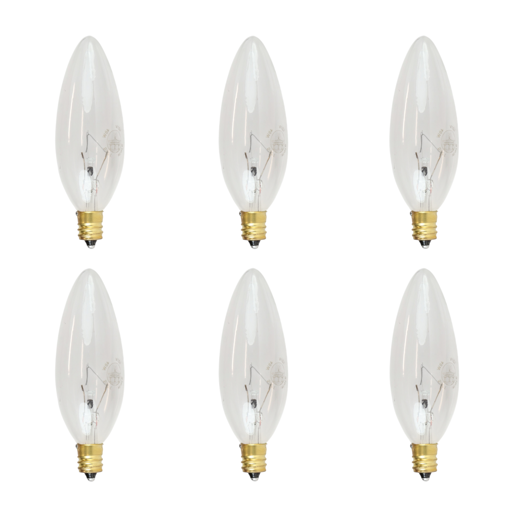 Anderic Foundation™ 40-Watt Incandescent Dimmable Light Bulb - 2700K Soft White, E12 Candelabra Base, Torpedo - 6-Pack