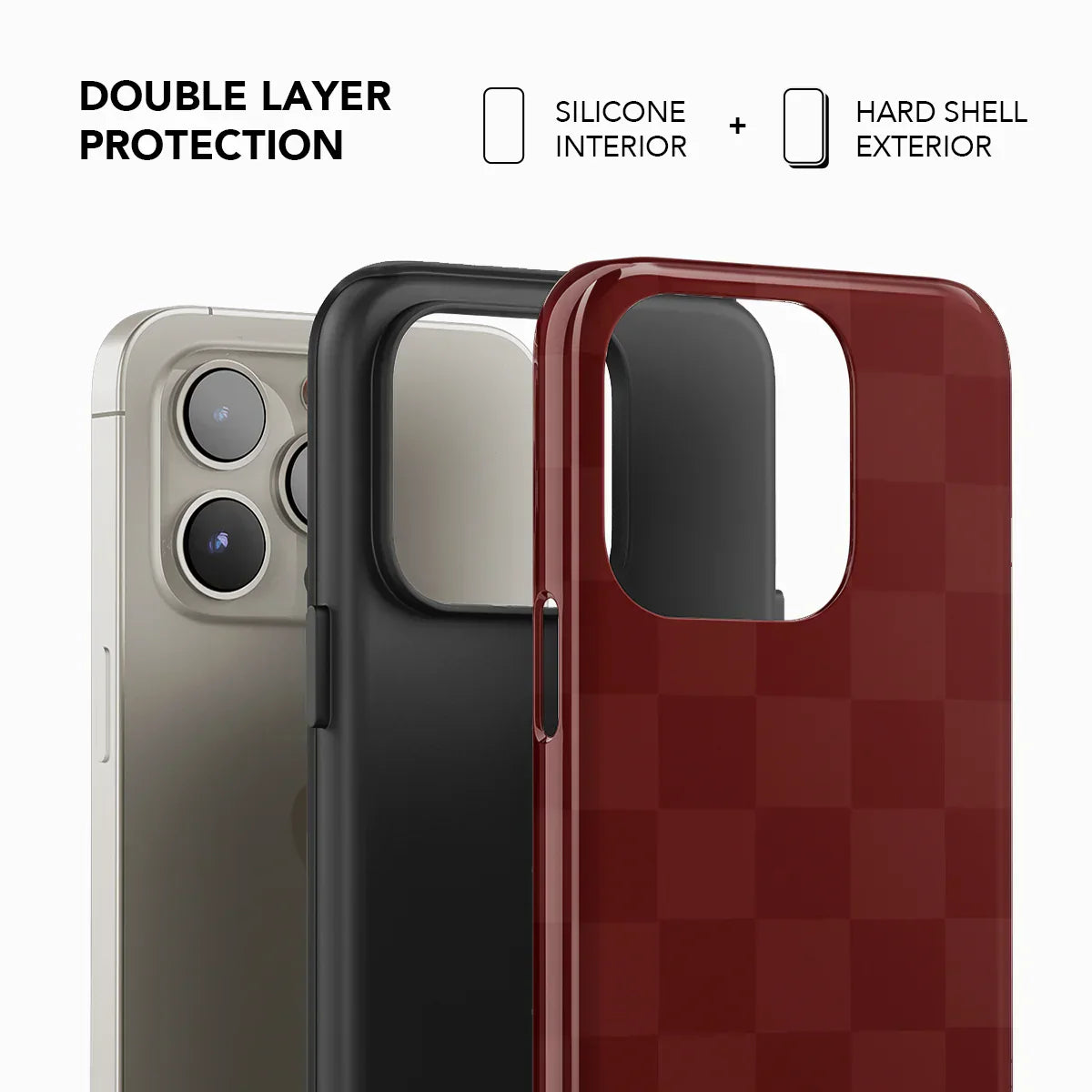 Maroon Check | Bold Checkerboard Pattern Phone Case