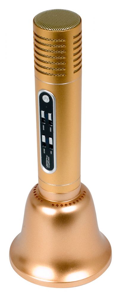 Portable karaoke system with the microphone, amplifier, and speaker built into one easytocarry device. BLUETOOTH