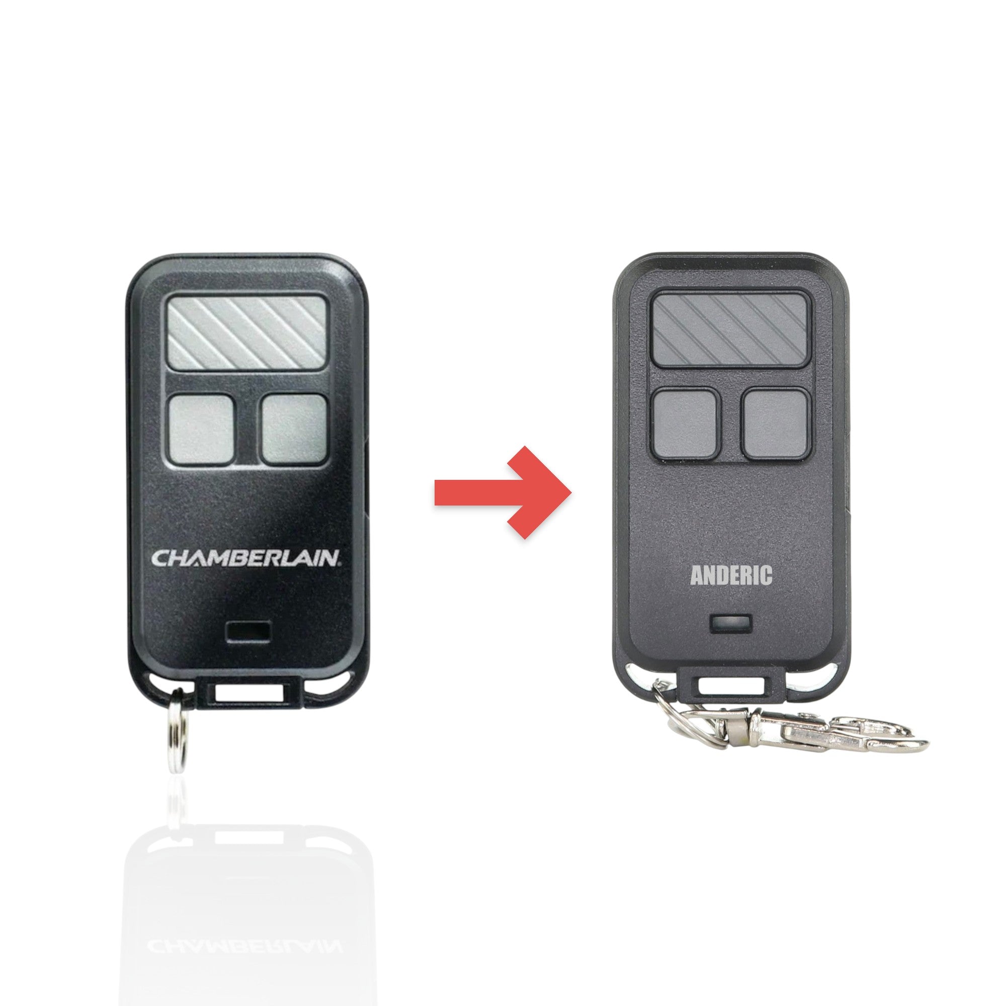 Anderic Substitute for Chamberlain 956EVC 3-Button Keychain For all Chamberlain with Learn key Garage Door Opener Remote Control [890MAX]