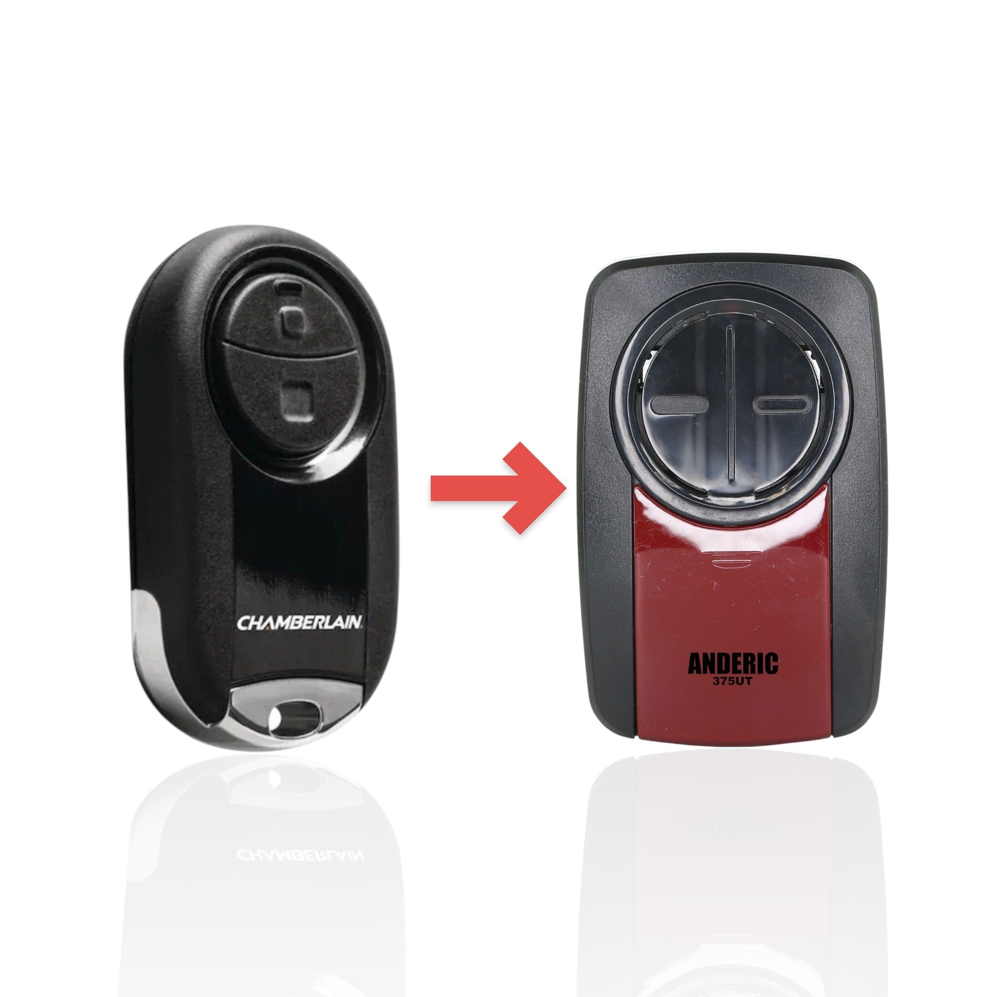 Anderic Substitute for Chamberlain MC100 Keychain 2-Button Universal for Learn Key Garage Door Opener Remote Control [375UT-2button]