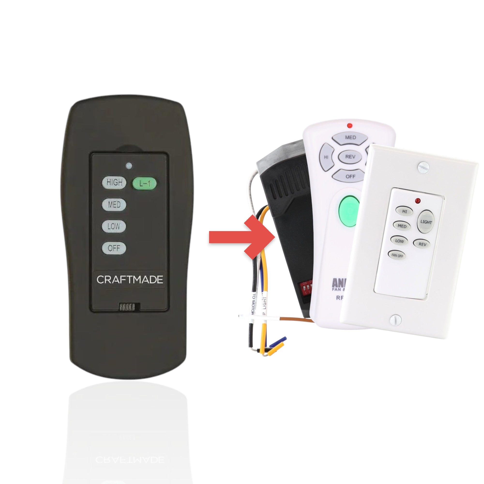 Anderic Substitute for Craftmade UC7224T Ceiling Fan Remote Control [UNVWALLKIT001]