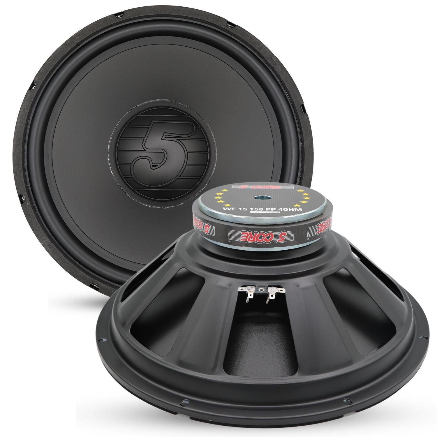 5 Core 15 Inch Woofer 500W Car Audio Subwoofer 4 Ohm Impedance Replacement Deep Bass Sub w 60 Oz Y30 Magnet Poly Cone Rubber Sur