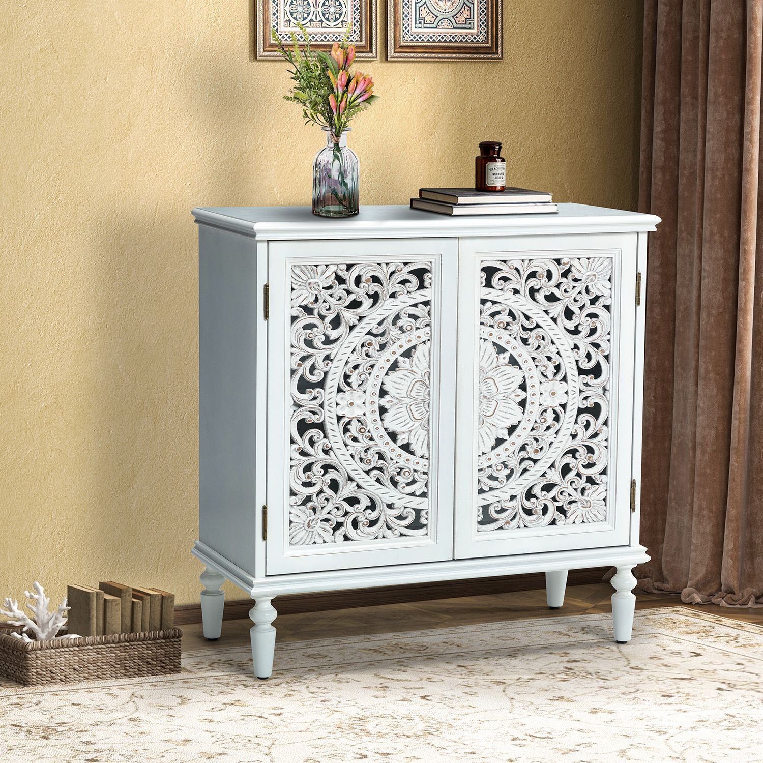Melampous 32 Tall 2-Door Accent cabinet-WHITE(D0102H57LIJ)