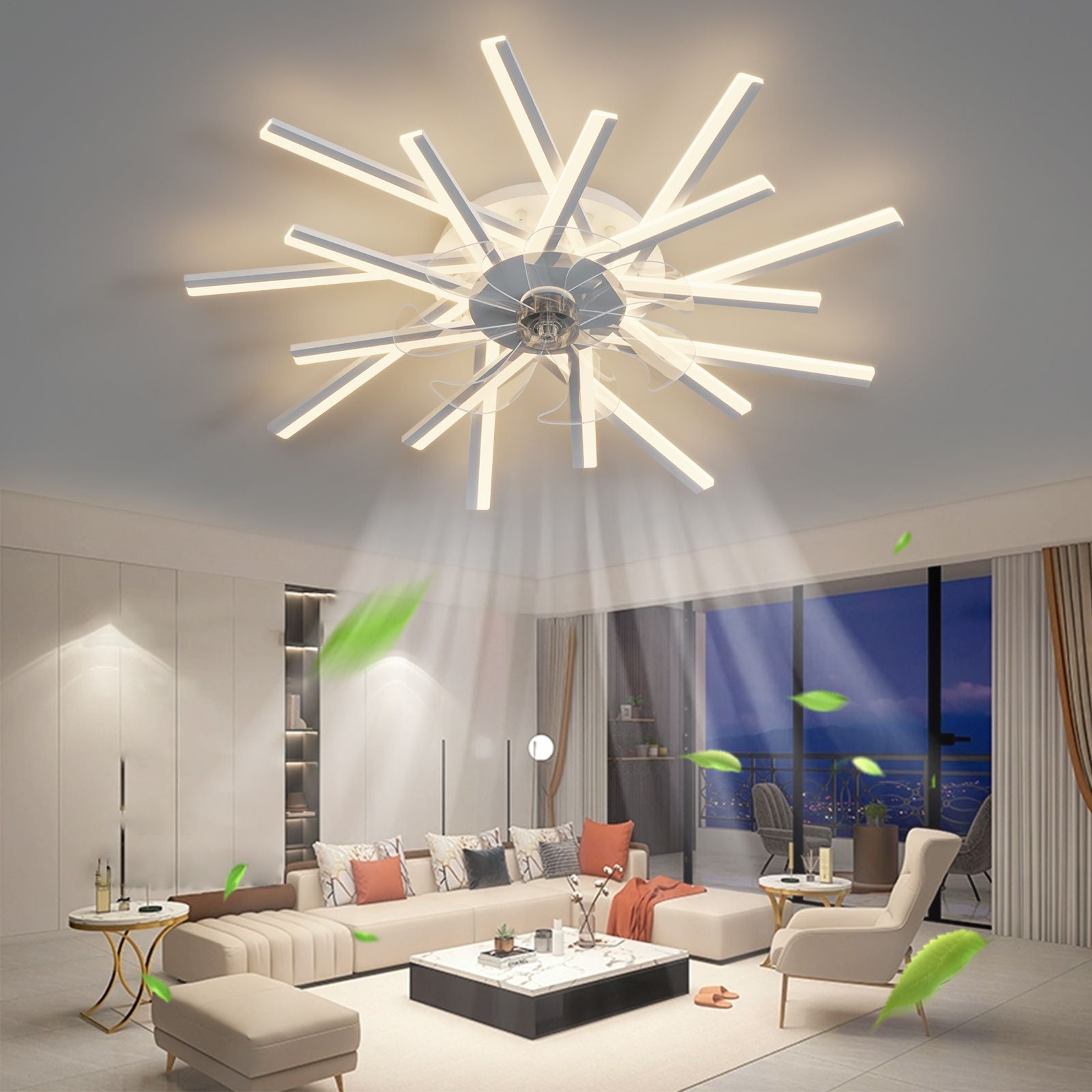 36Inches ceiling Fan with Lights Remote control Dimmable LED, 6 gear Wind Speed Fan Light(D0102H5gPL8)