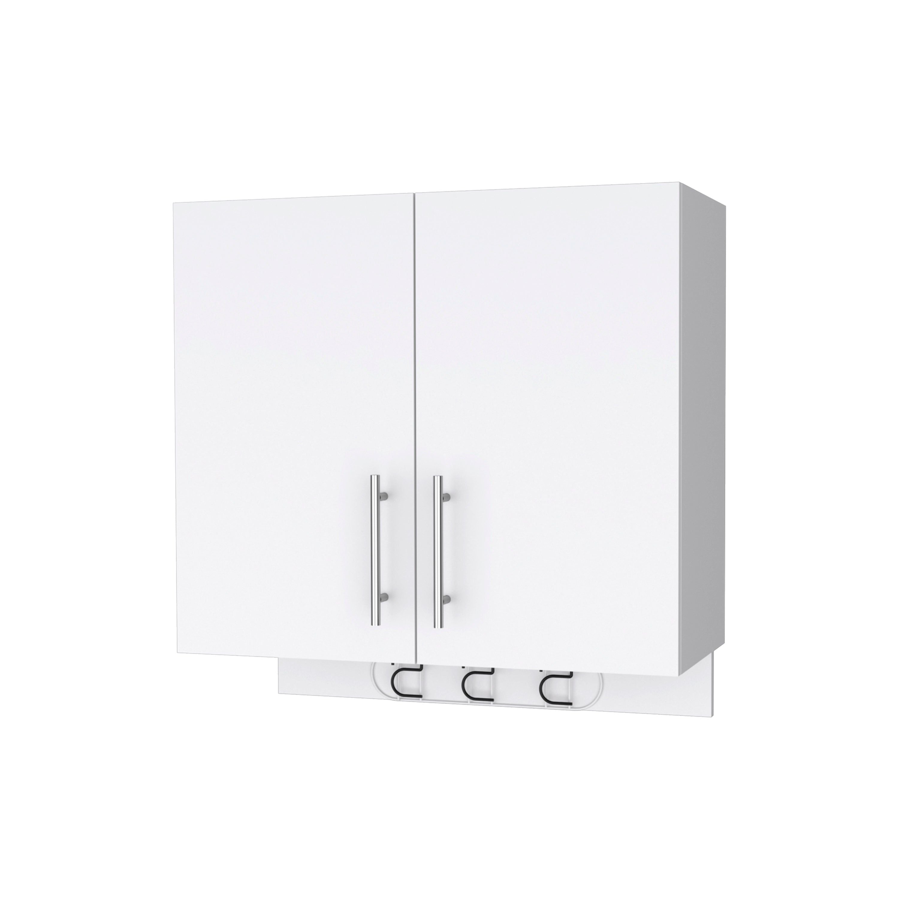 carmelita 2-Door 2-Shelf Wall Storage cabinet with Hangers White(D0102H5QAN2)