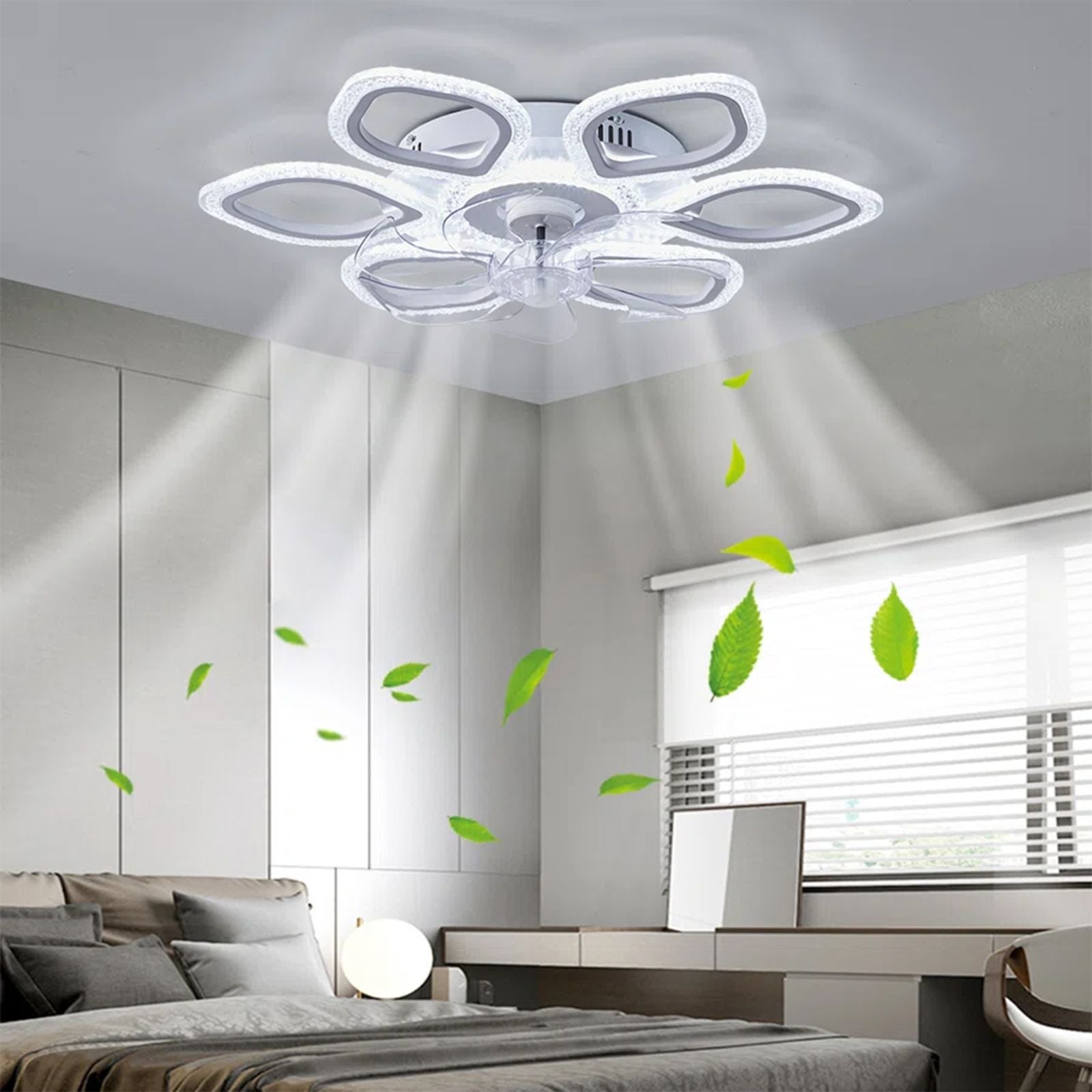 26Inches ceiling Fan with Lights Remote control Dimmable LED, 6 gear Wind Speed Fan Light(D0102H5QI4X)