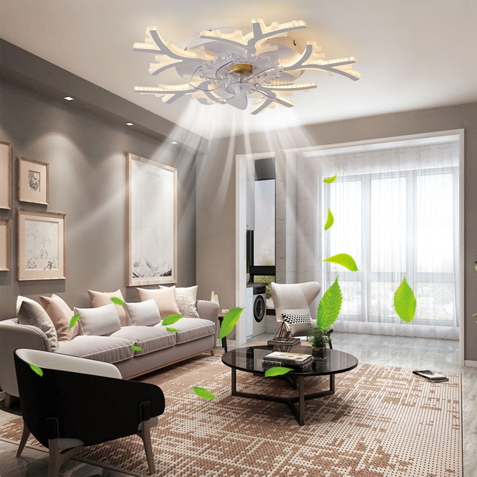25Inches ceiling Fan with Lights Remote control Dimmable LED, 6 gear Wind Speed Fan Light(D0102H5QIKX)