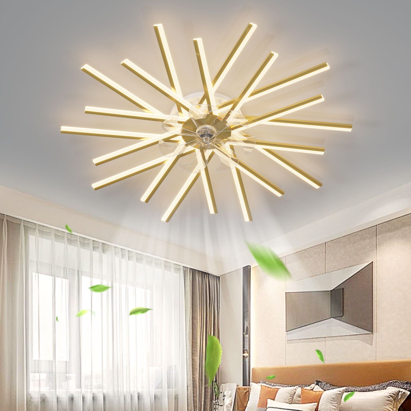45Inches ceiling Fan with Lights Remote control Dimmable LED, 6 gear Wind Speed Fan Light(D0102H5QQ96)