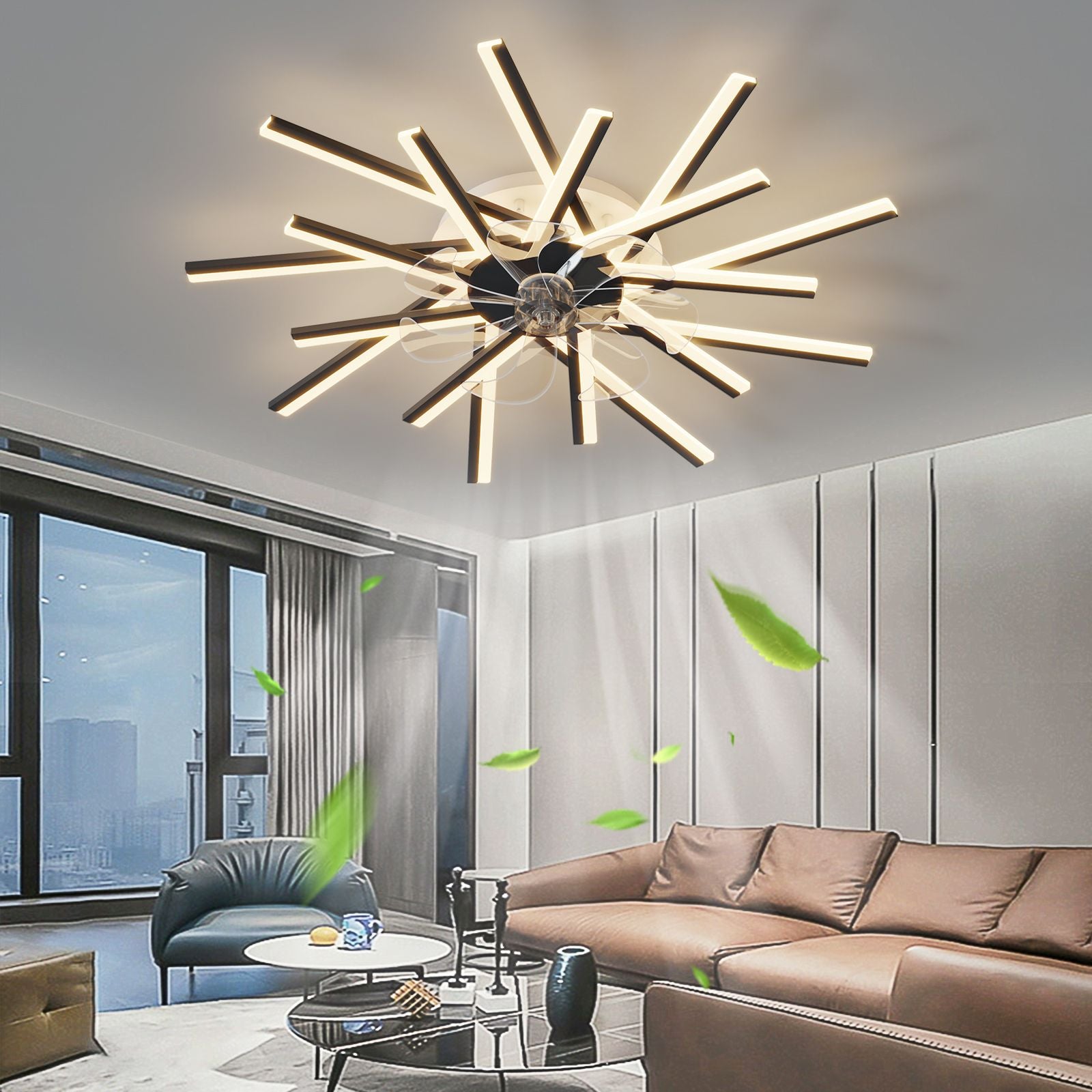 36Inches ceiling Fan with Lights Remote control Dimmable LED, 6 gear Wind Speed Fan Light(D0102H5QQ9X)