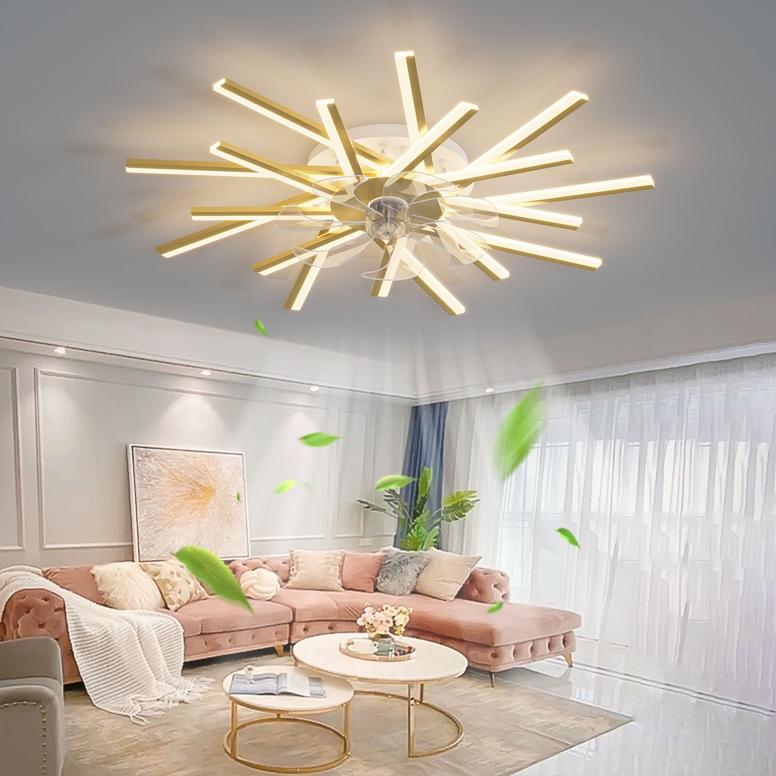 36Inches ceiling Fan with Lights Remote control Dimmable LED, 6 gear Wind Speed Fan Light(D0102H5QQS8)