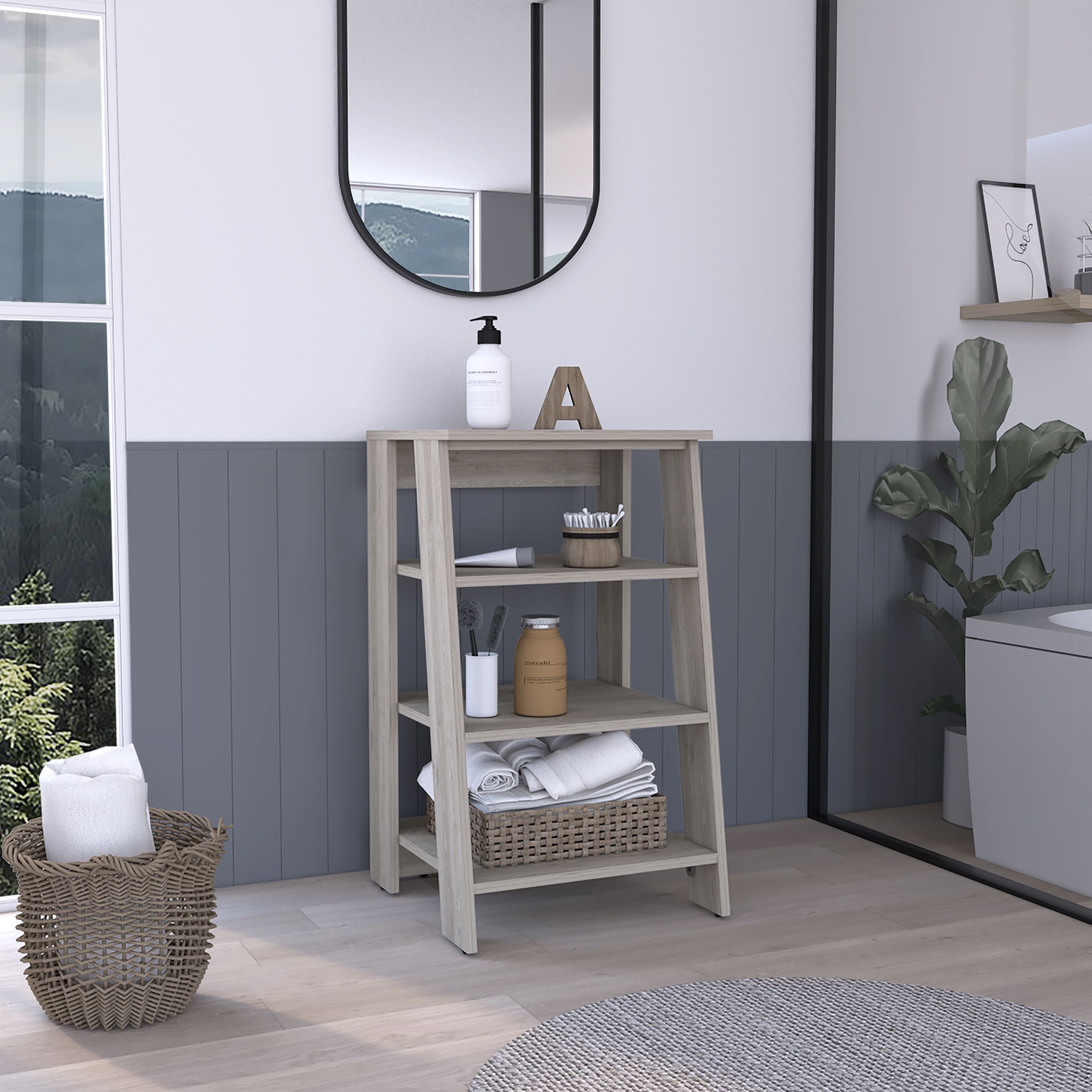 Nashua 4-Shelf Linen cabinet Light grey(D0102H76726)