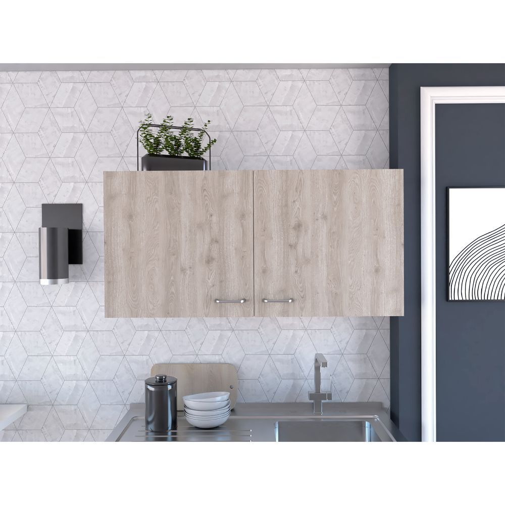 Shelburne 2-Door 2-compartment Wall cabinet White and Light grey(D0102H767A6)