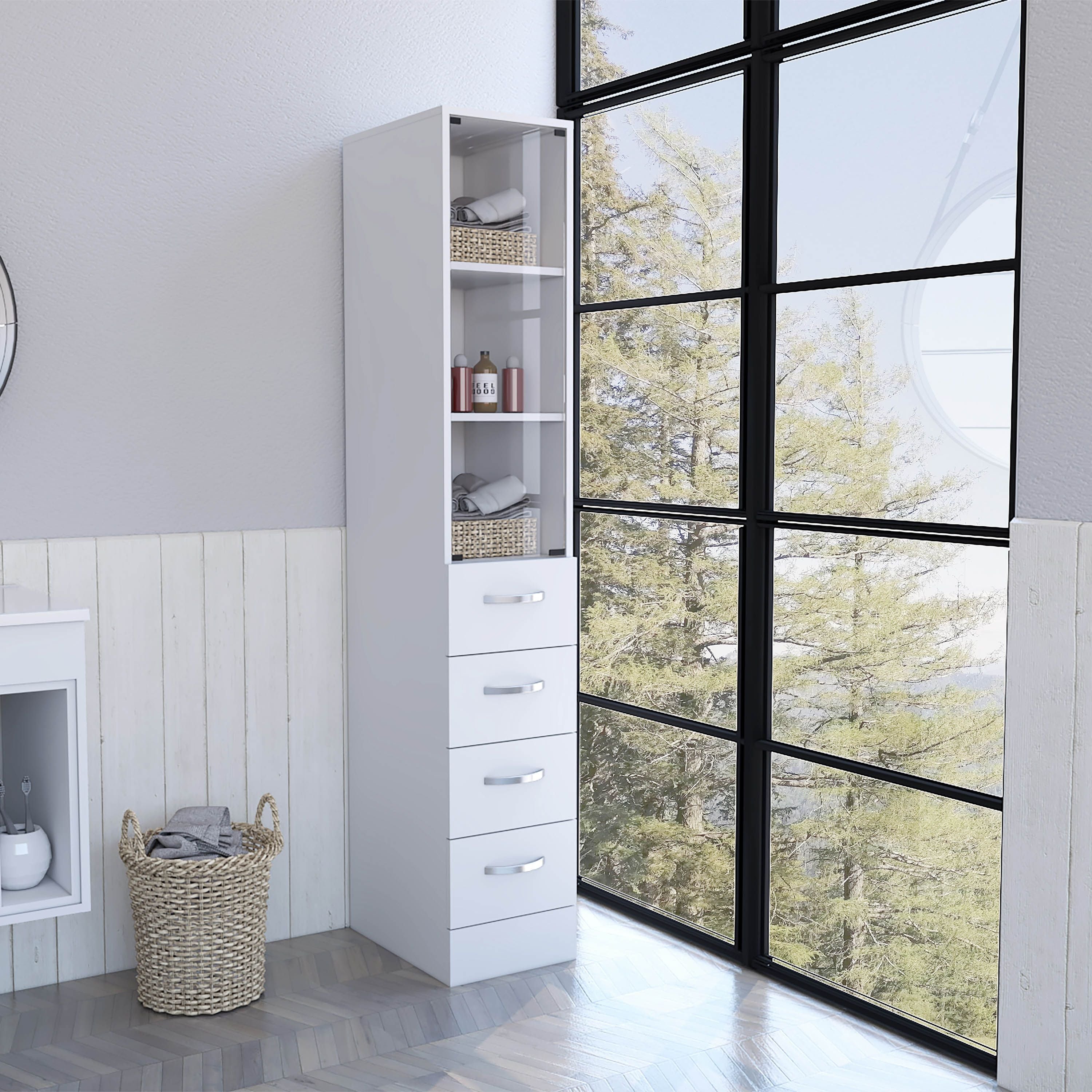 Haniger 3-Drawer 3-Shelf Linen cabinet White(D0102H767RJ)