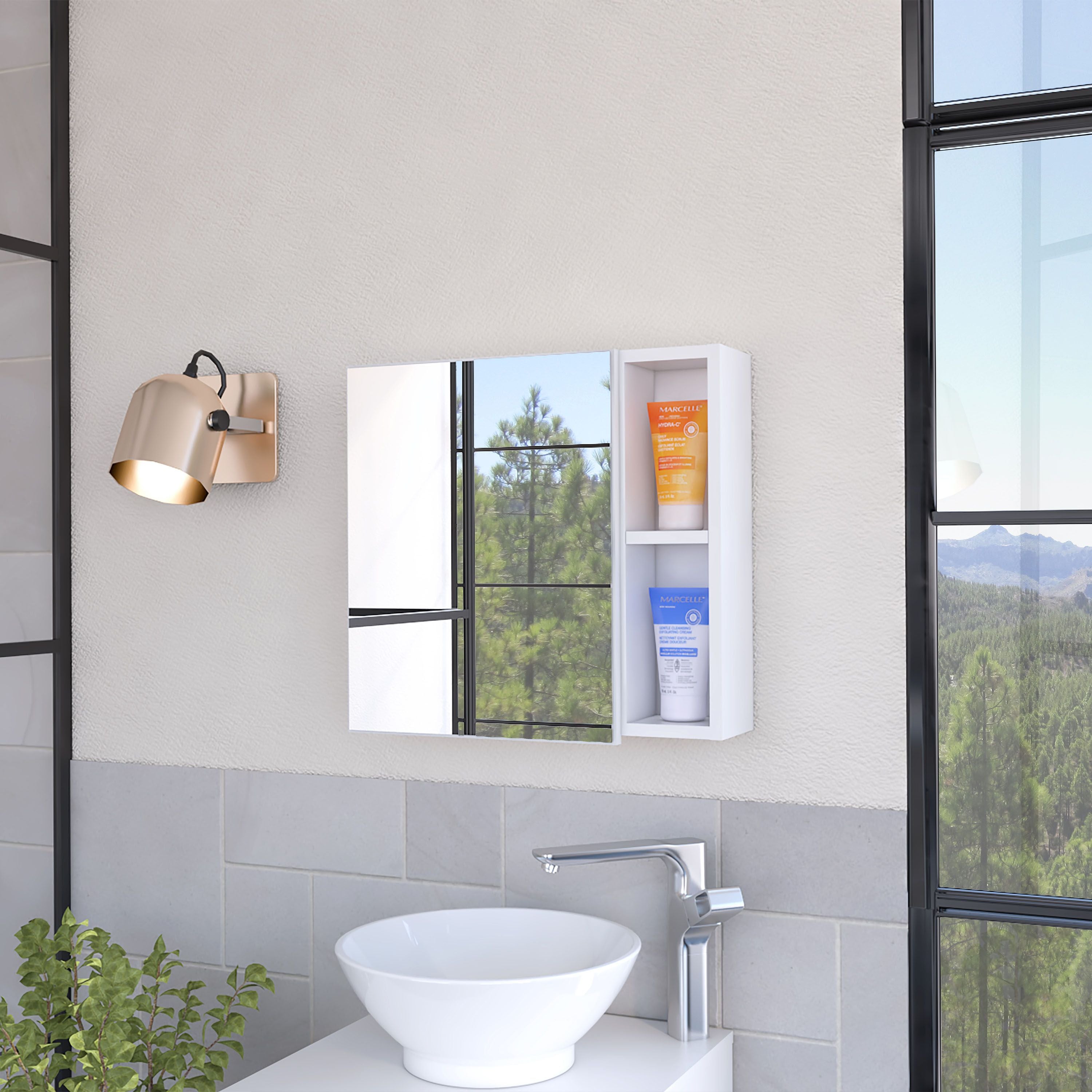 Myrick 2-Shelf Medicine cabinet with Mirror White(D0102H76HFT)