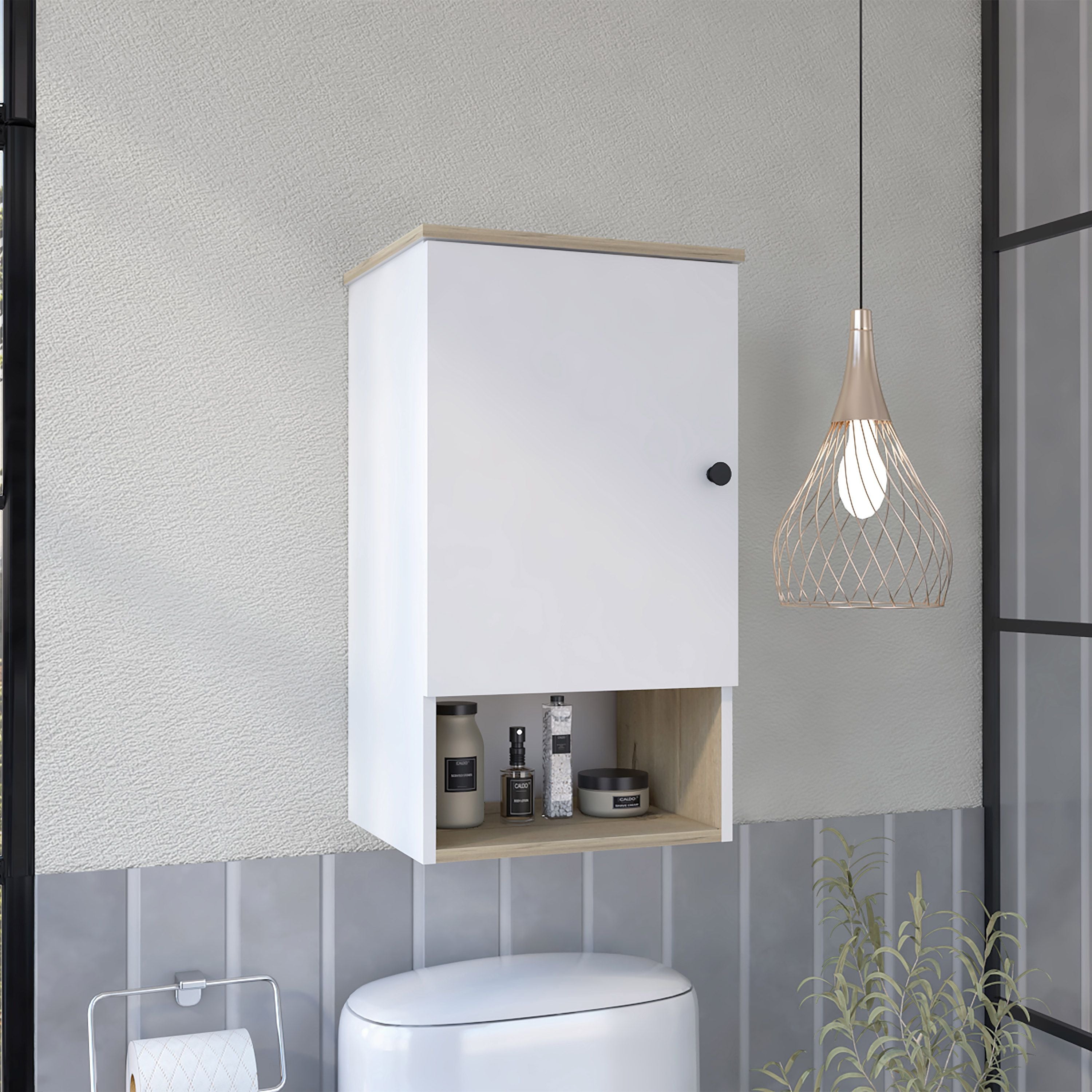 Kensington 1-Shelf Medicine cabinet Light Oak and White(D0102H76HSP)