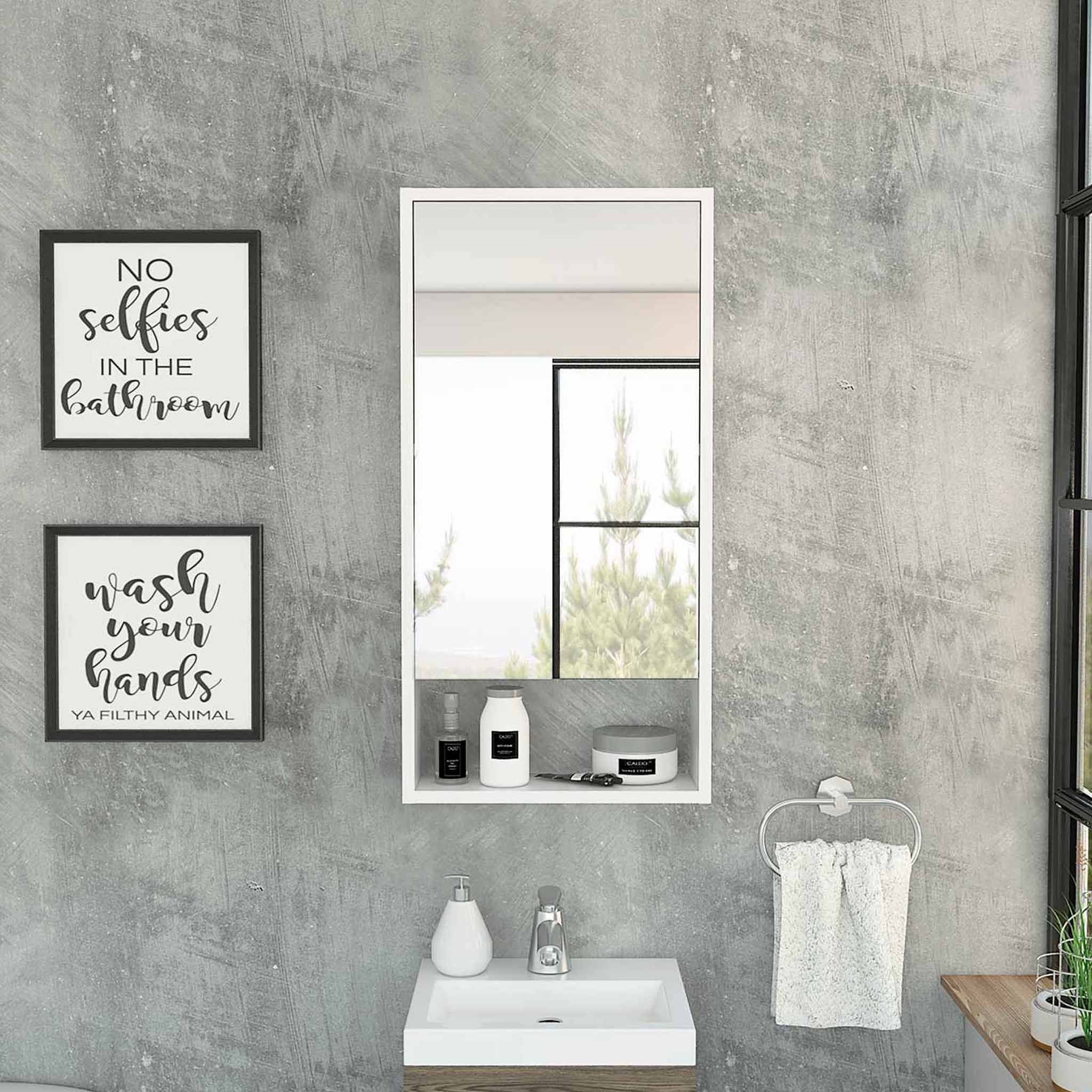 Burlington Rectangle Medicine cabinet with Mirror White(D0102H76HTT)