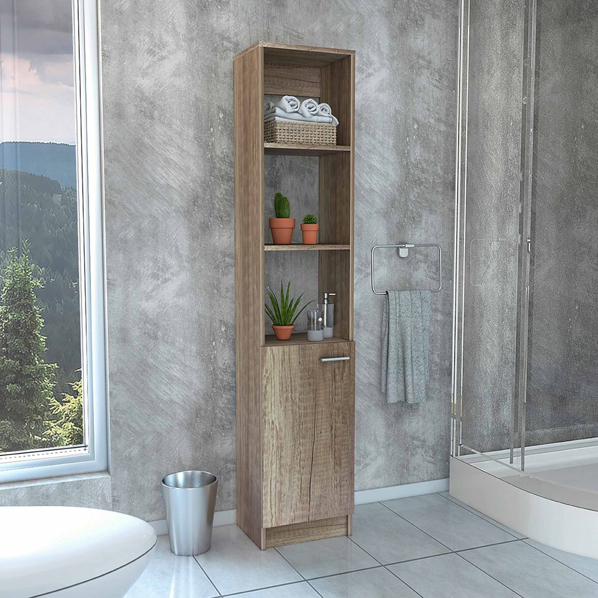 Dowling 2-Shelf Rectangle Linen cabinet Light Oak(D0102H76X12)
