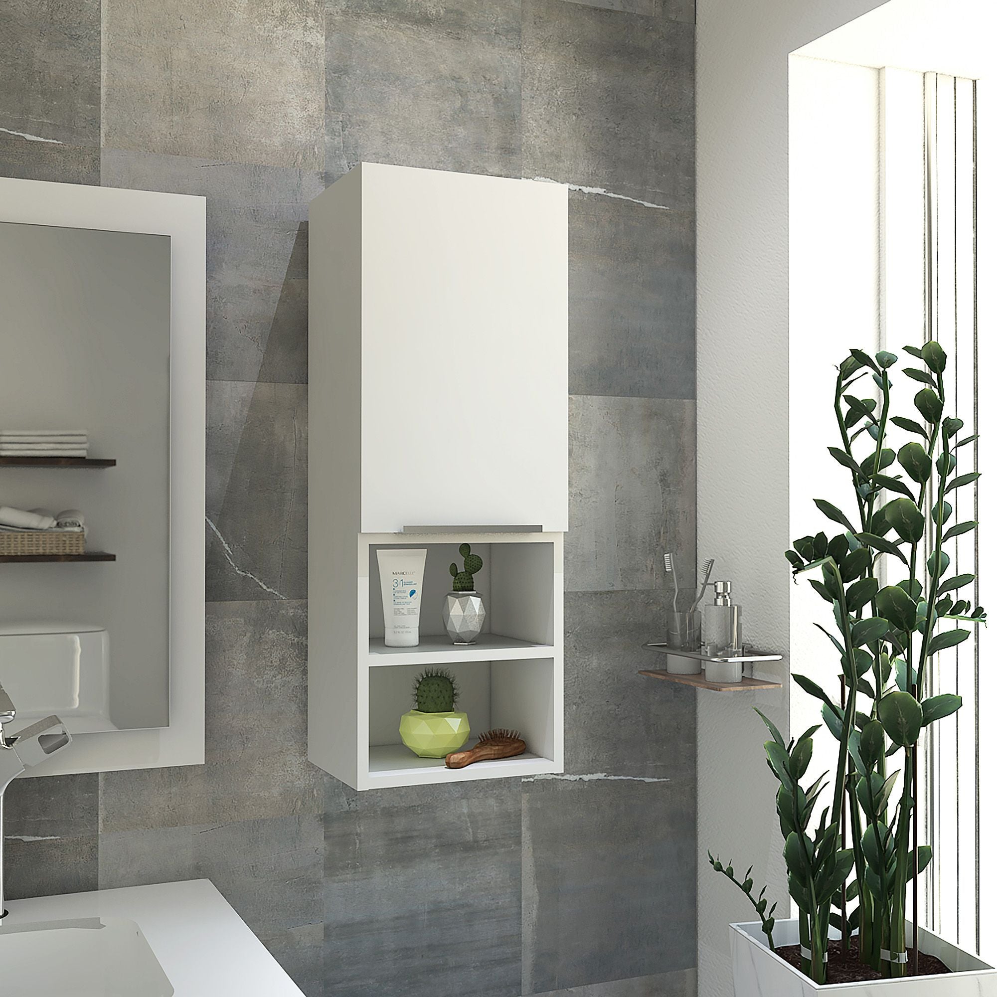 Kingston Rectangle 2-Shelf Medicine cabinet White(D0102H76X2P)