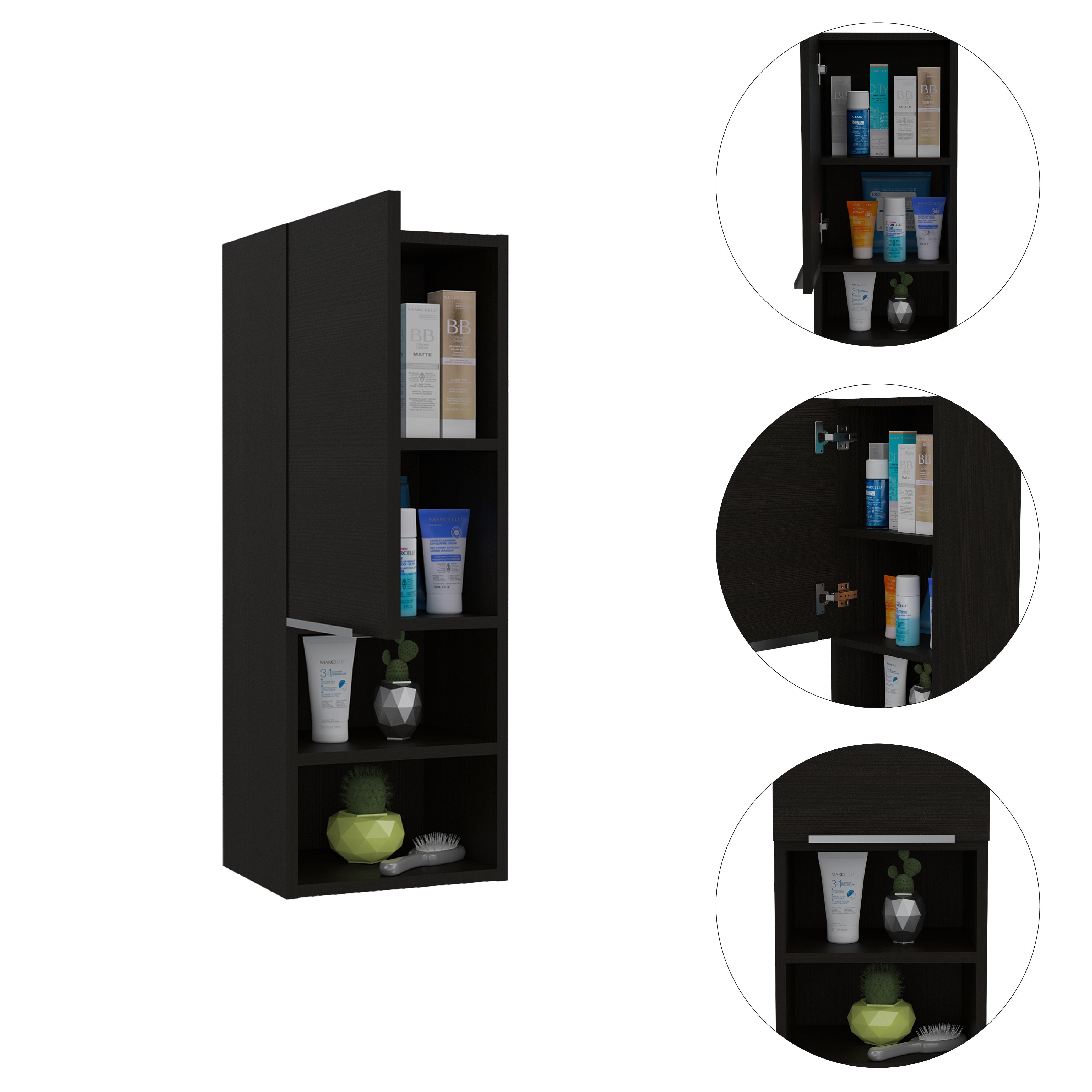 Kingston Rectangle 2-Shelf Medicine cabinet Black Wengue(D0102H76X58)