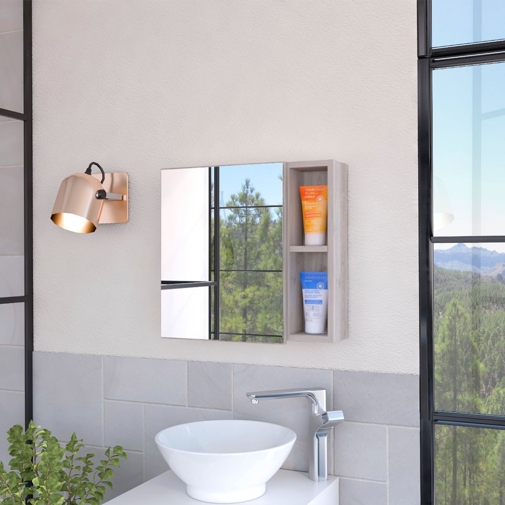 Wareham 2-Shelf Medicine cabinet with Mirror Light grey(D0102H76XJX)