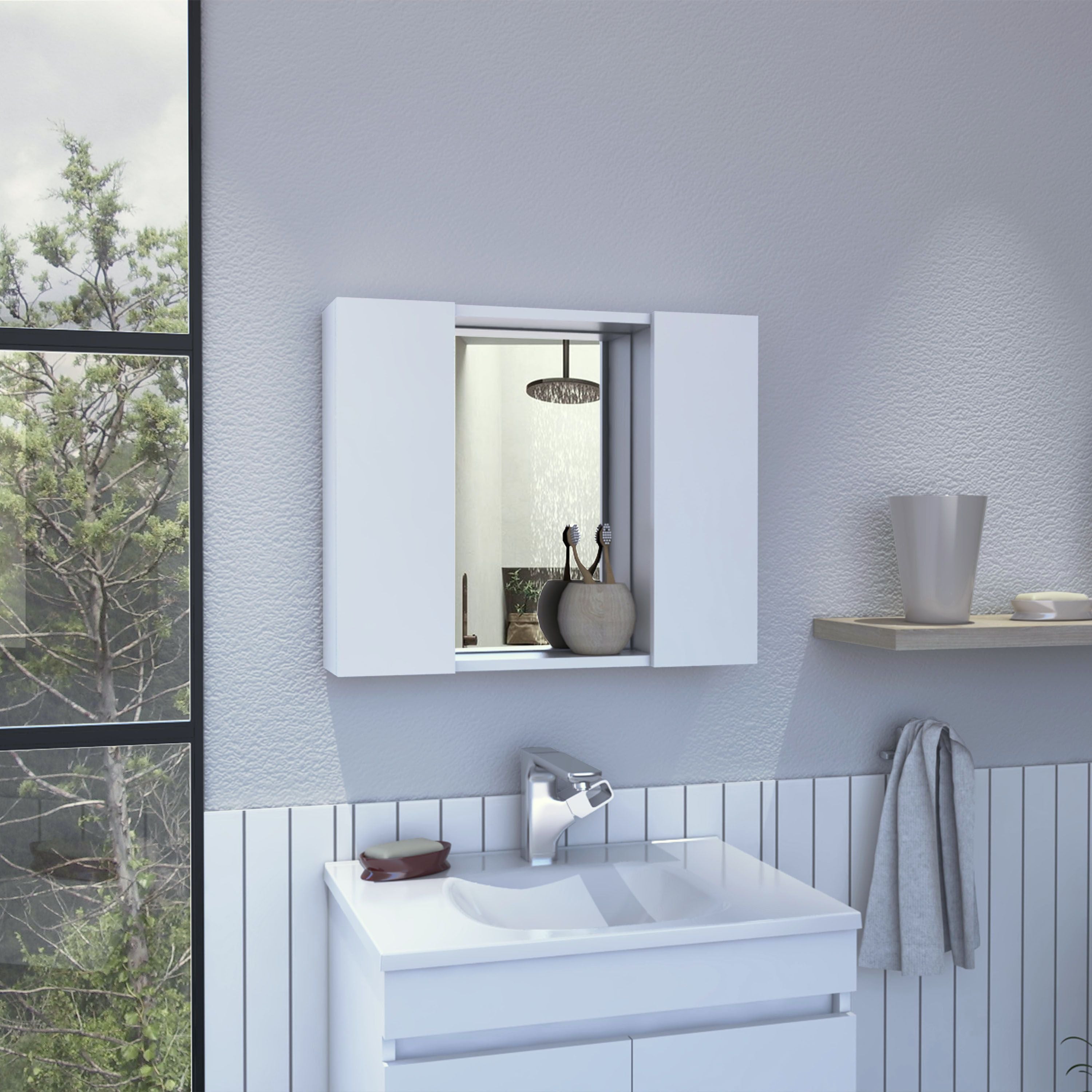 Ellegrini 1-Drawer Medicine cabinet White(D0102H76XVP)