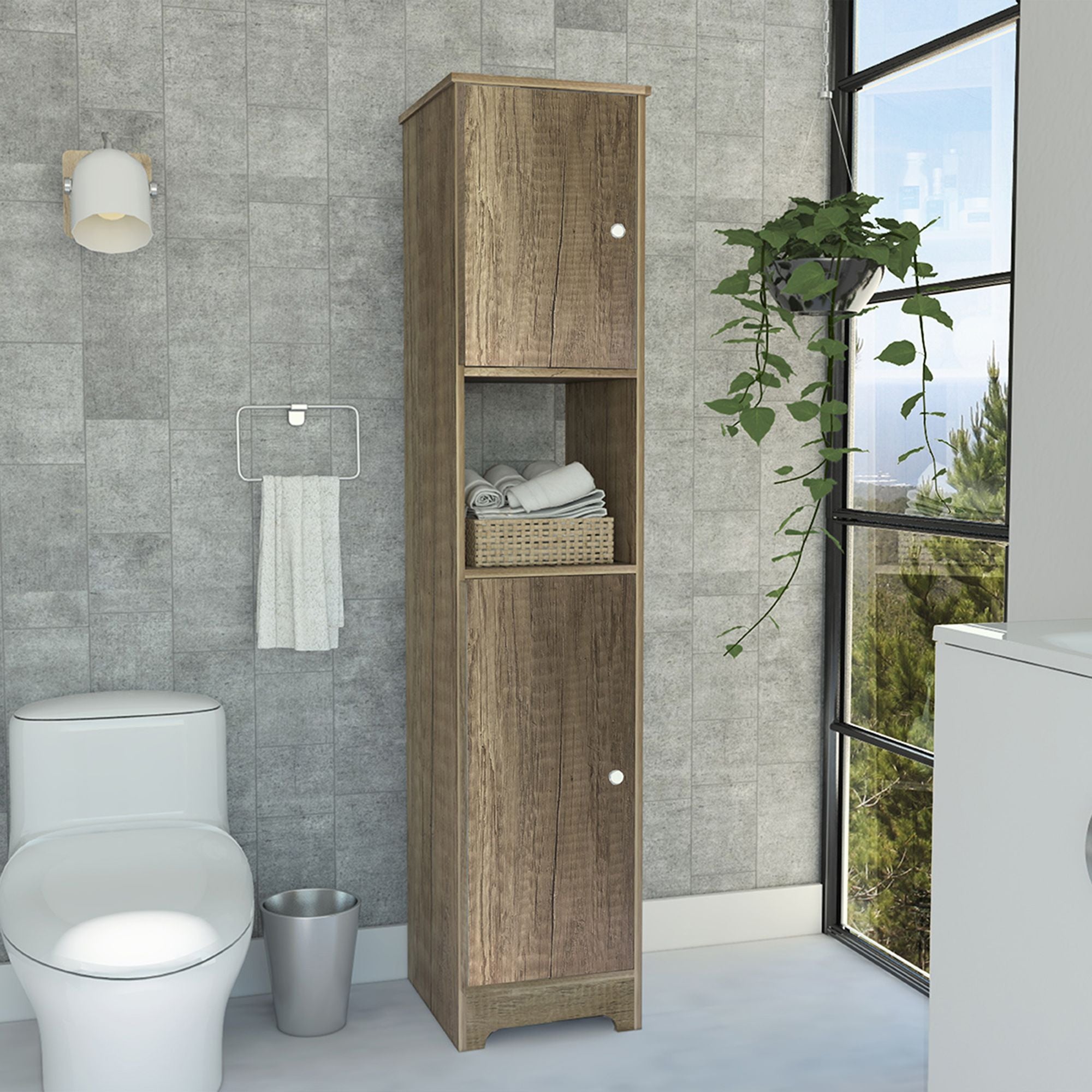 Brighton 1-Shelf Linen cabinet Light Oak(D0102H76XX8)