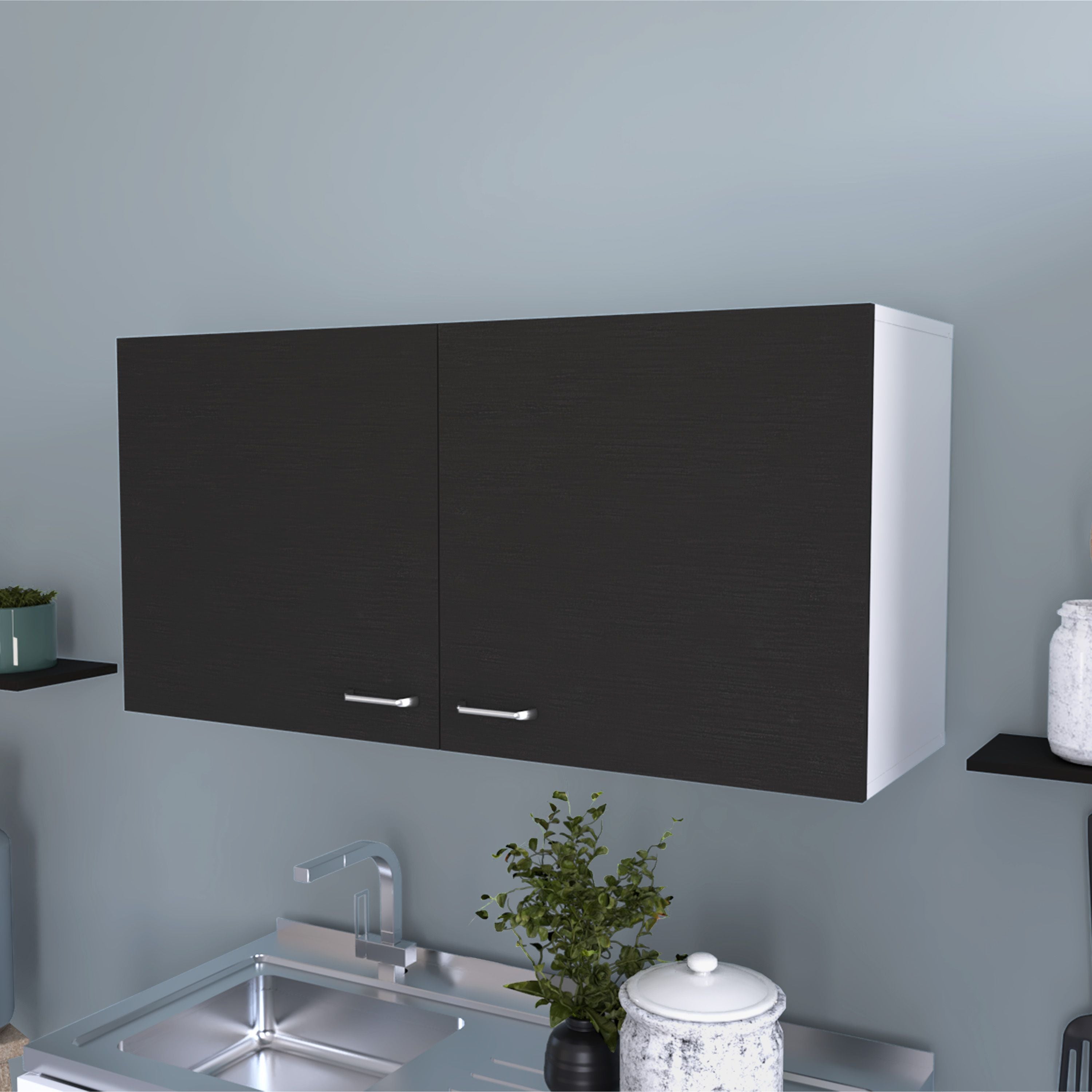 Brookeline Rectangle 2-Door Wall cabinet carbon Espresso(D0102H7N4A6)