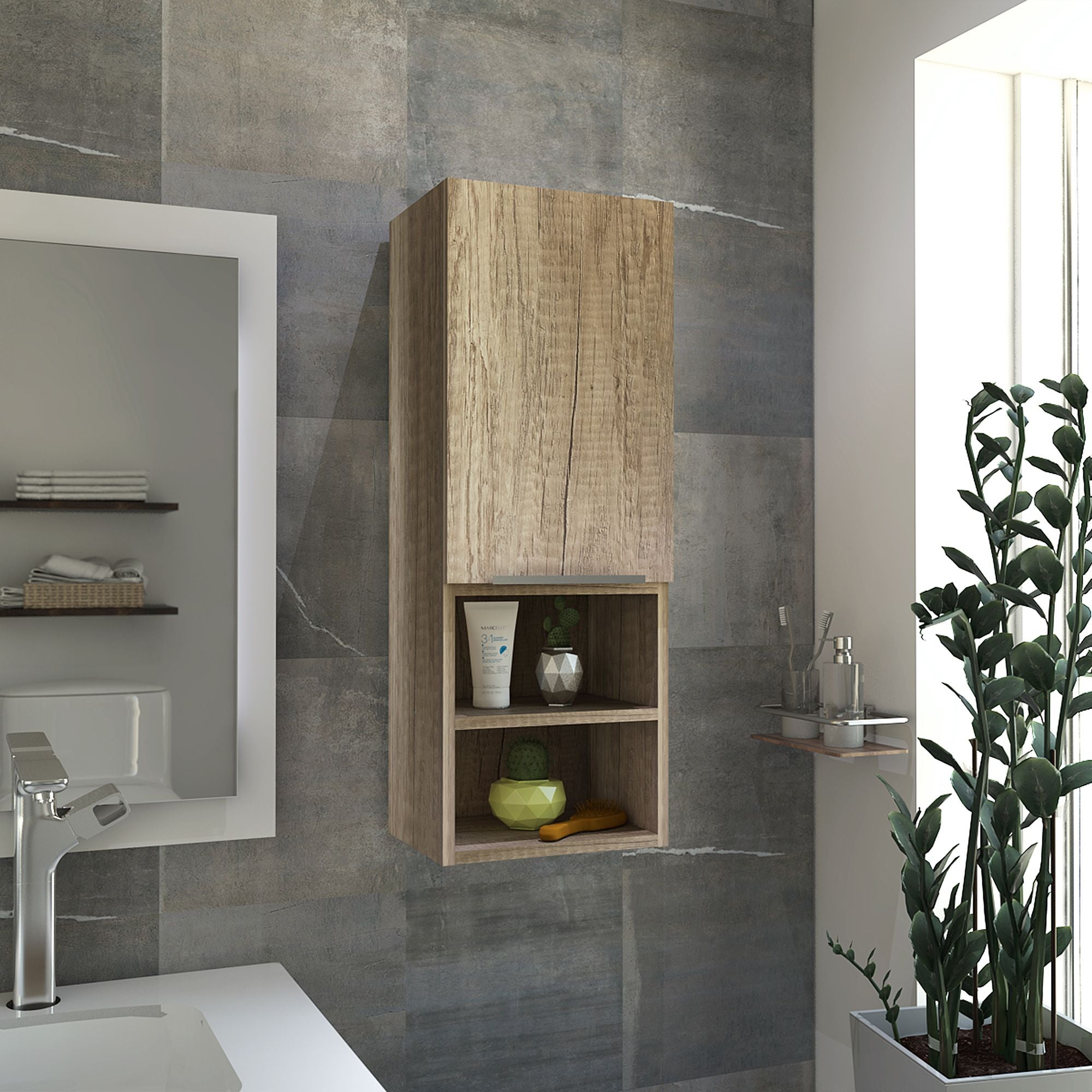 Kingston Rectangle 2-Shelf Medicine cabinet Light Oak(D0102H7N4SJ)