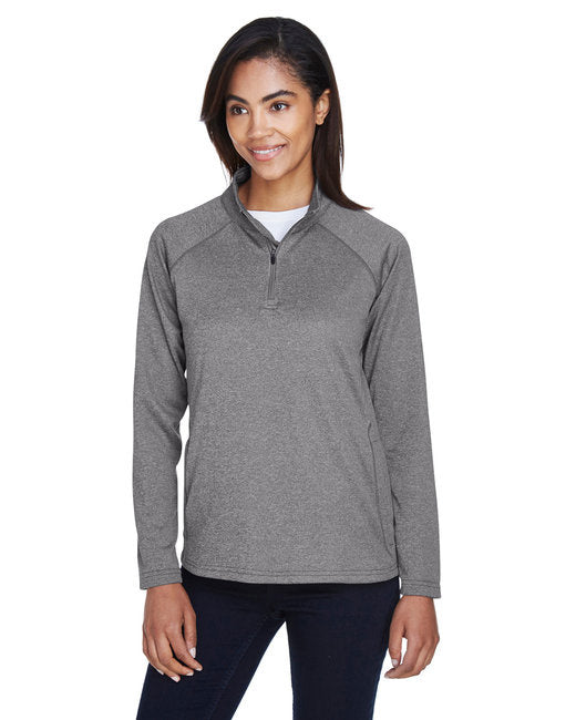 Ladies Stretch Tech Shell Compass Quarter Zip   Dk Grey Heather   S(D0102H7Y502)